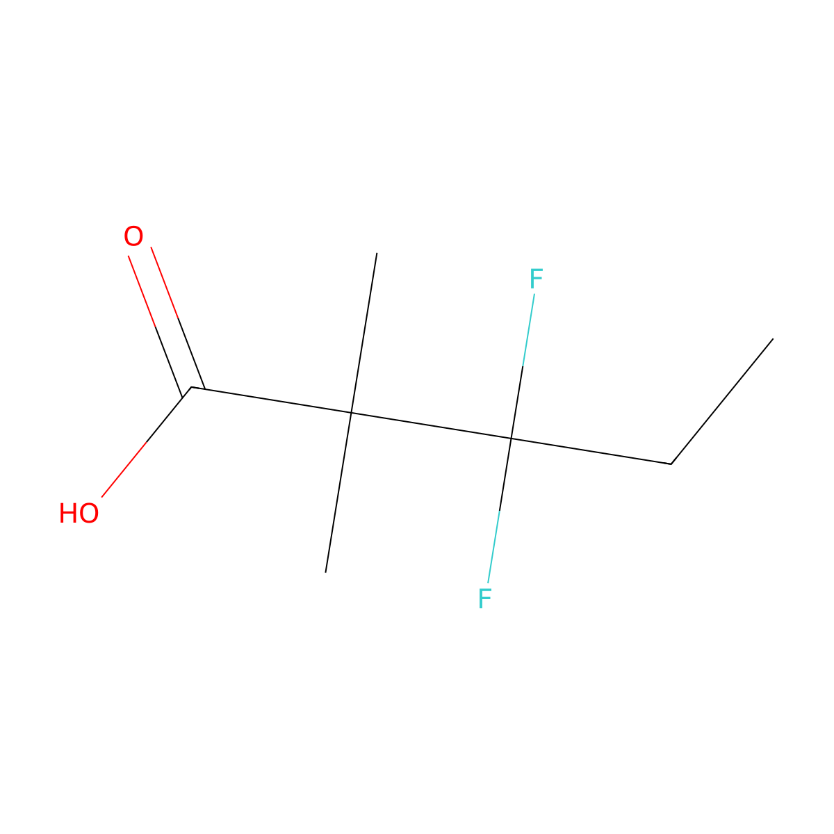 3,3-Difluoro-2,2-dimethylpentanoic acid molecular structure, CAS 2090954-33-7
