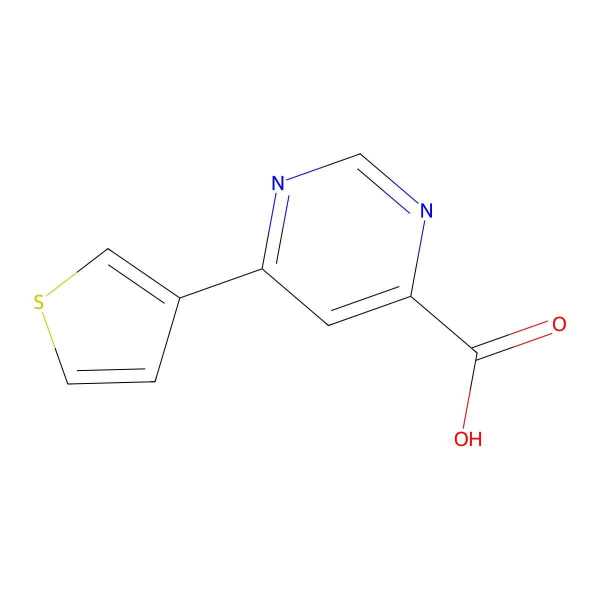 6-(Thiophen-3-yl)pyrimidine-4-carboxylic acid molecular structure, CAS 2090955-70-5