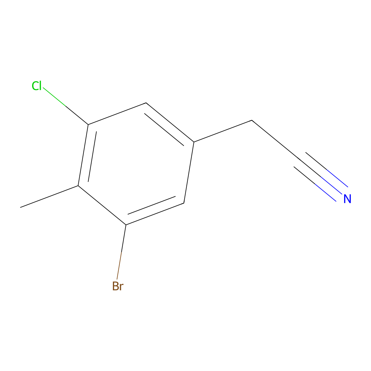 2-(3-Bromo-5-chloro-4-methylphenyl)acetonitrile molecular structure, CAS 2090958-10-2