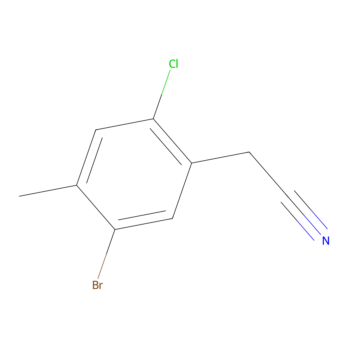 2-(5-Bromo-2-chloro-4-methylphenyl)acetonitrile molecular structure, CAS 2090958-22-6