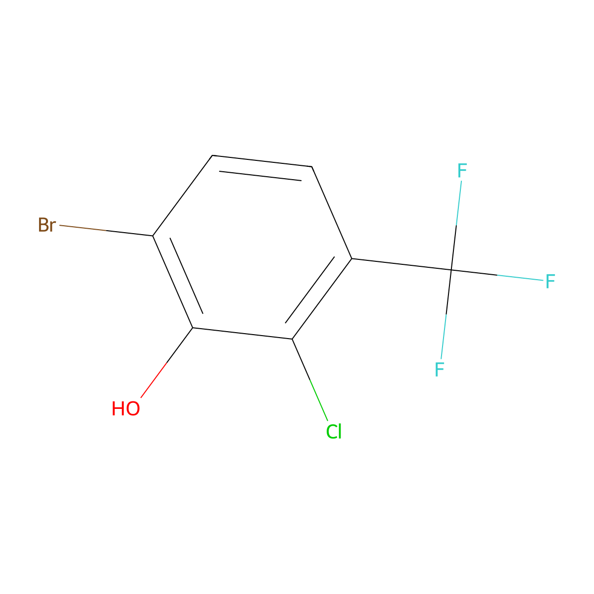 6-Bromo-2-chloro-3-(trifluoromethyl)phenol molecular structure, CAS 2090960-54-4