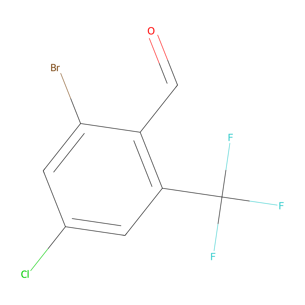 2-Bromo-4-chloro-6-(trifluoromethyl)benzaldehyde molecular structure, CAS 2090960-99-7