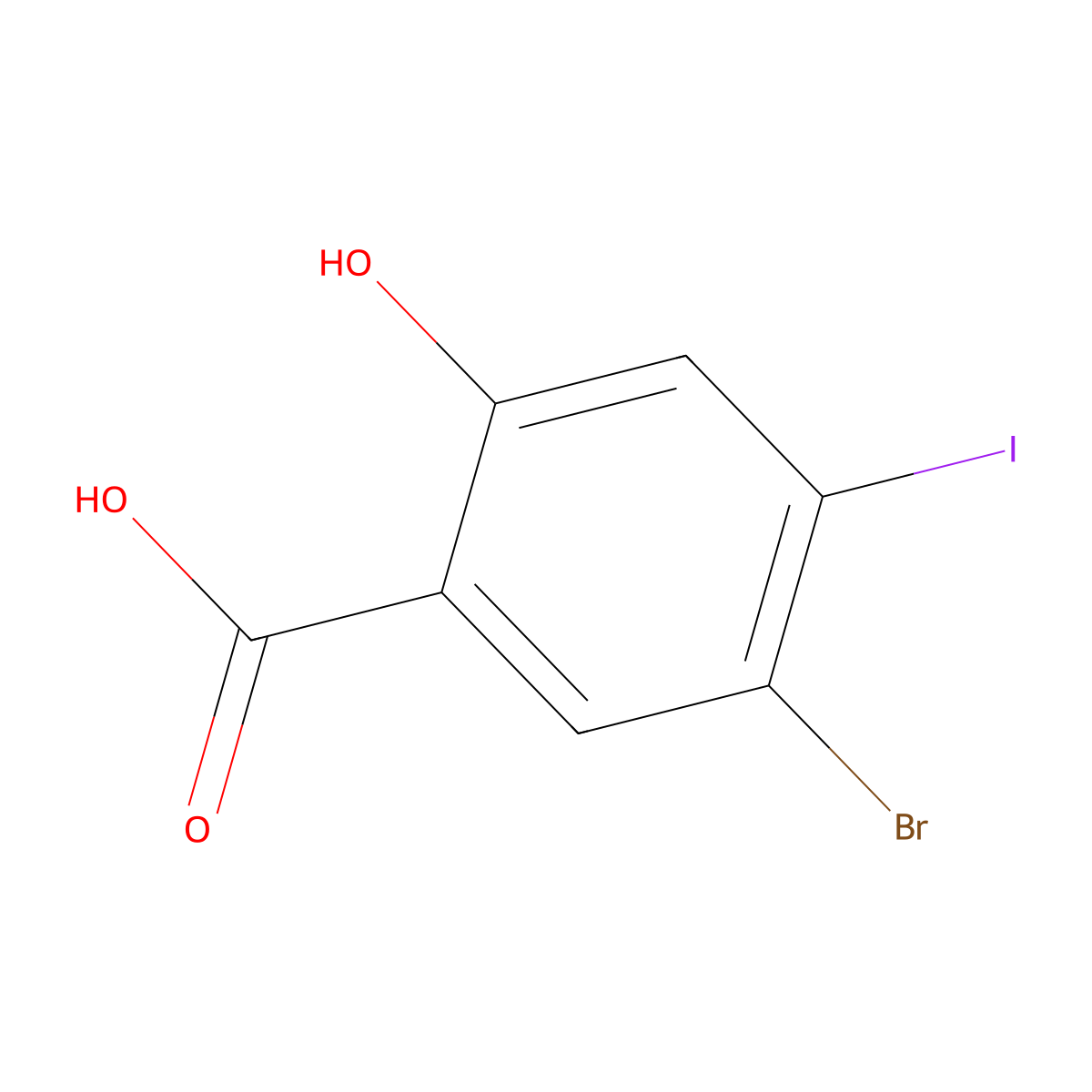 5-Bromo-2-hydroxy-4-iodo-benzoic acid molecular structure, CAS 2090963-14-5