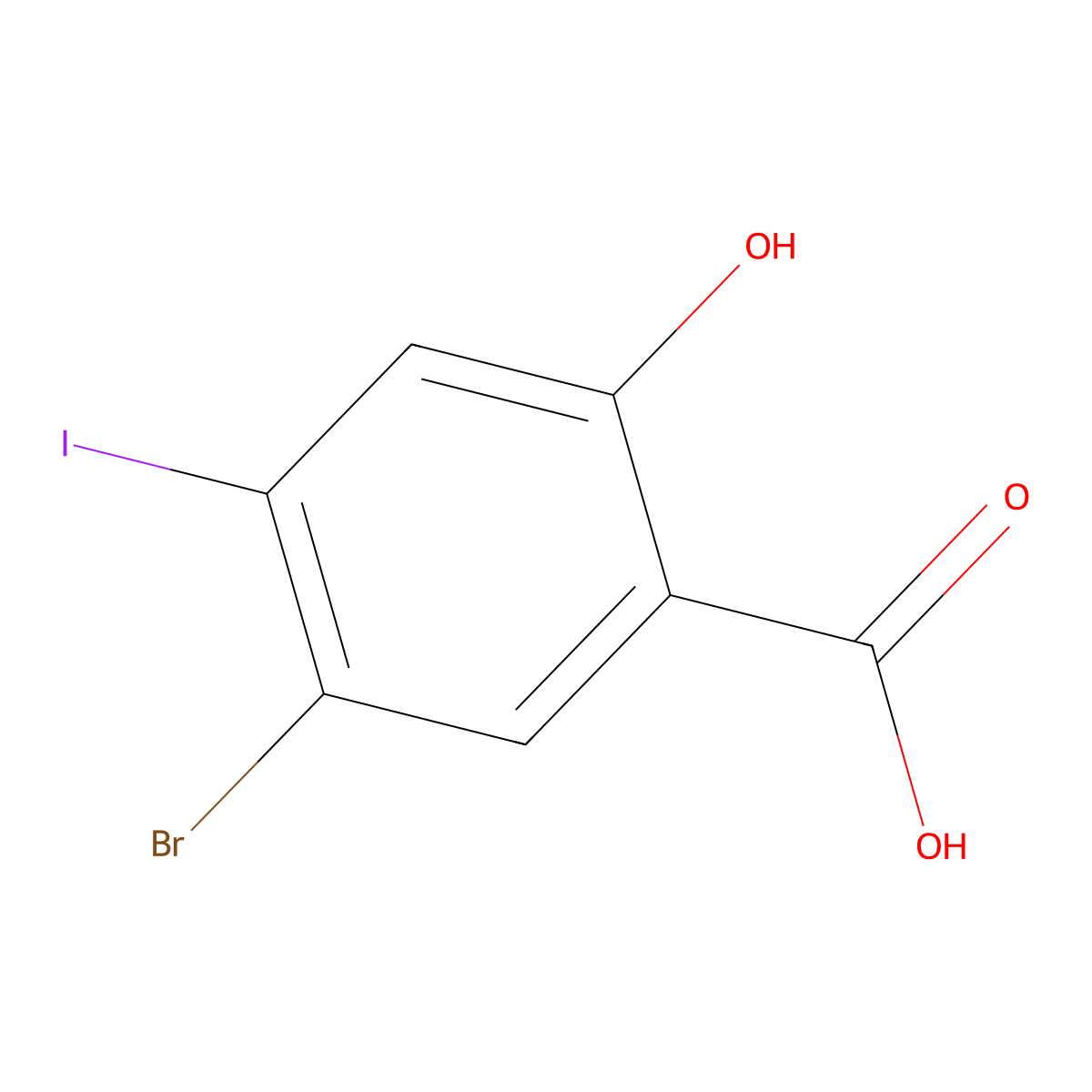 5-Bromo-2-hydroxy-4-iodo-benzoic acid molecular structure, CAS 2090963-14-5