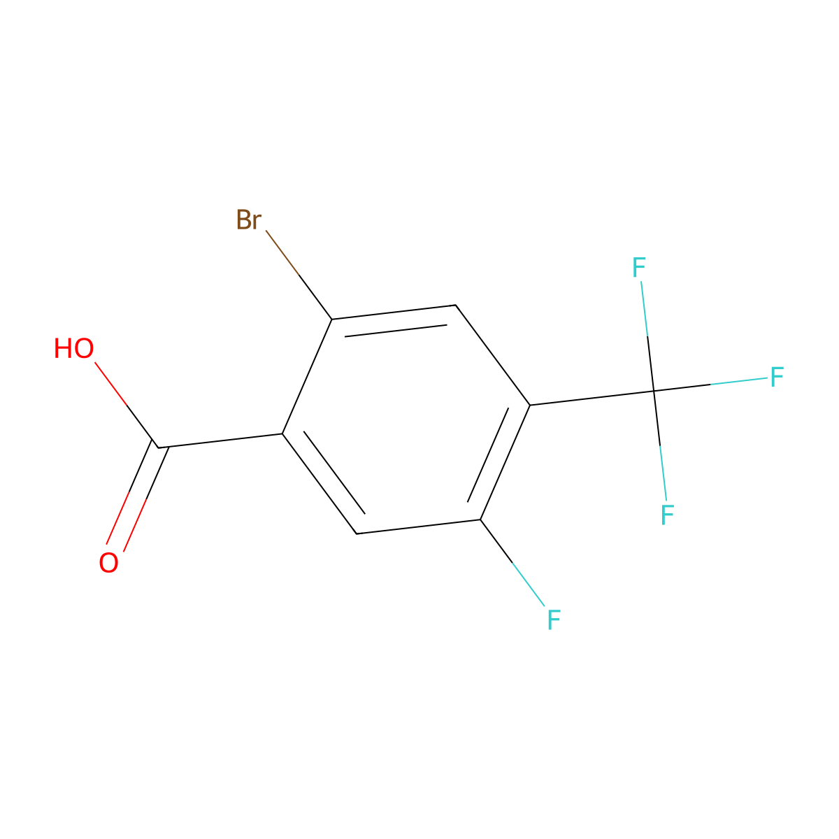 2-Bromo-5-fluoro-4-(trifluoromethyl)benzoic acid molecular structure, CAS 2090964-98-8