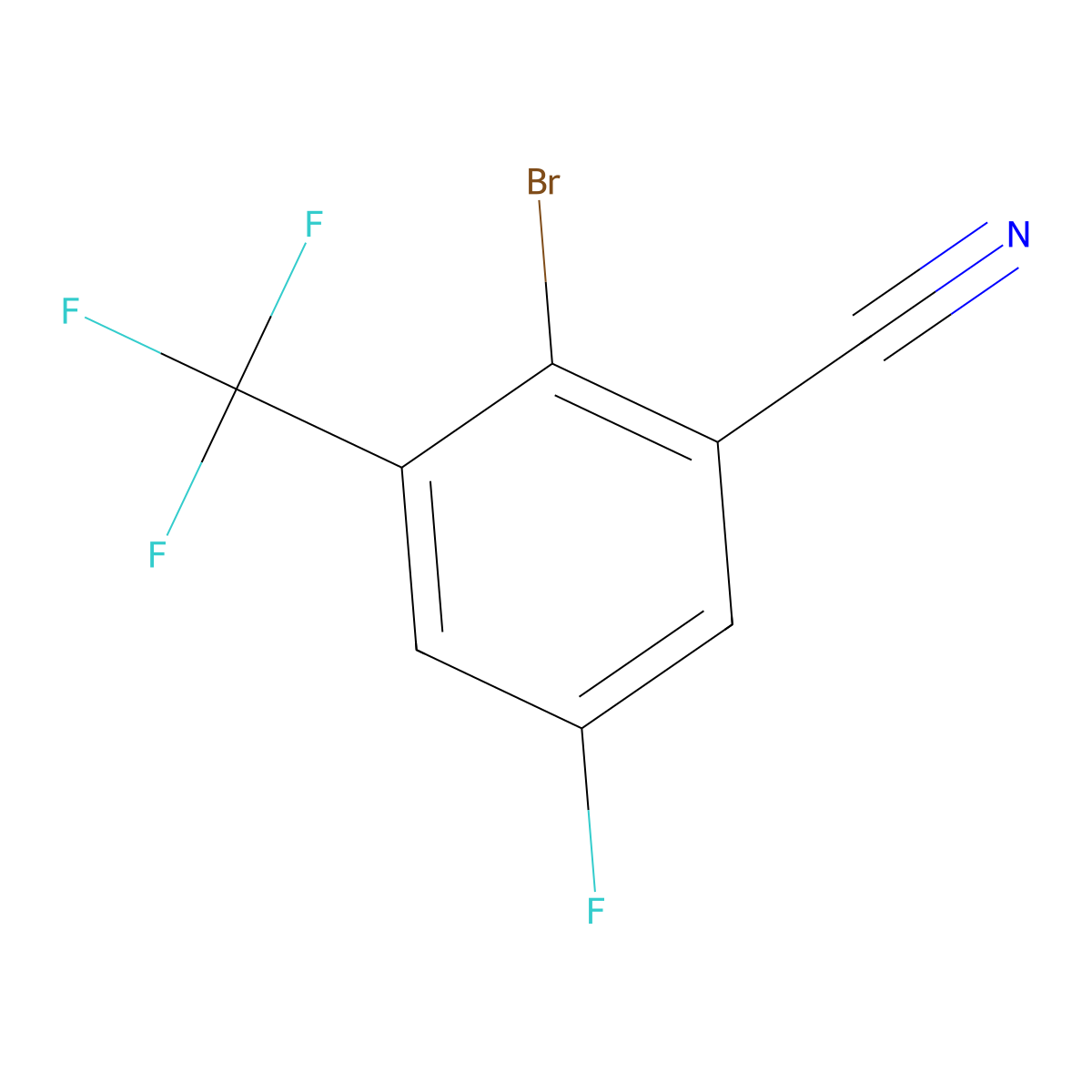 2-Bromo-5-fluoro-3-(trifluoromethyl)benzonitrile molecular structure, CAS 2090965-03-8