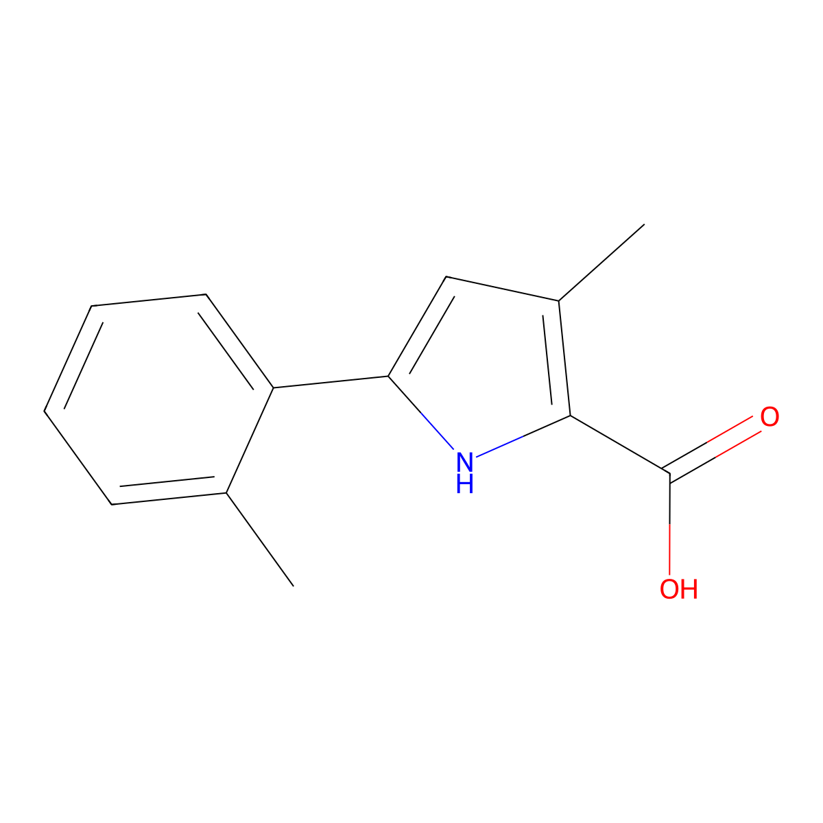 3-Methyl-5-(o-tolyl)-1H-pyrrole-2-carboxylic acid molecular structure, CAS 2090966-05-3