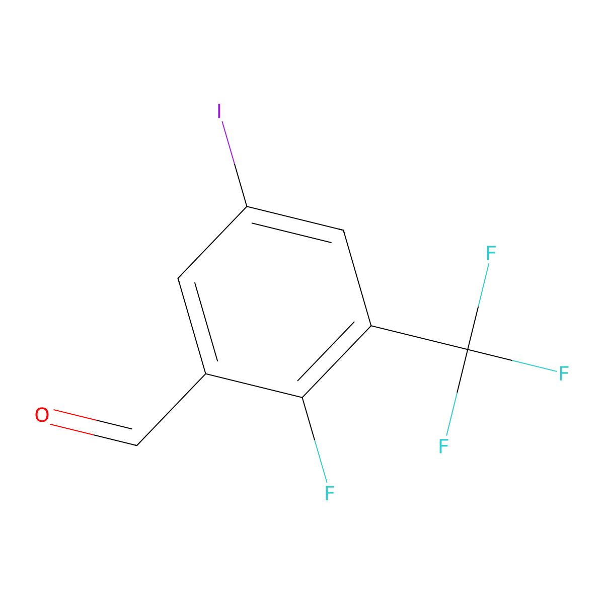 2-Fluoro-5-iodo-3-(trifluoromethyl)benzaldehyde molecular structure, CAS 2090966-85-9