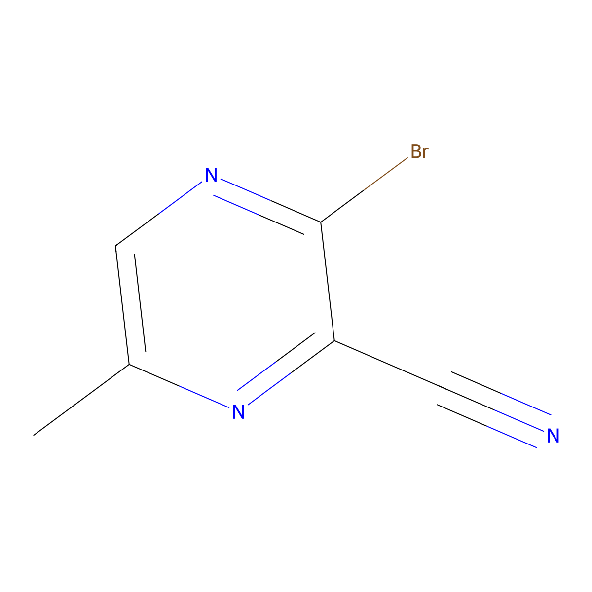 3-Bromo-6-methylpyrazine-2-carbonitrile molecular structure, CAS 2090967-50-1