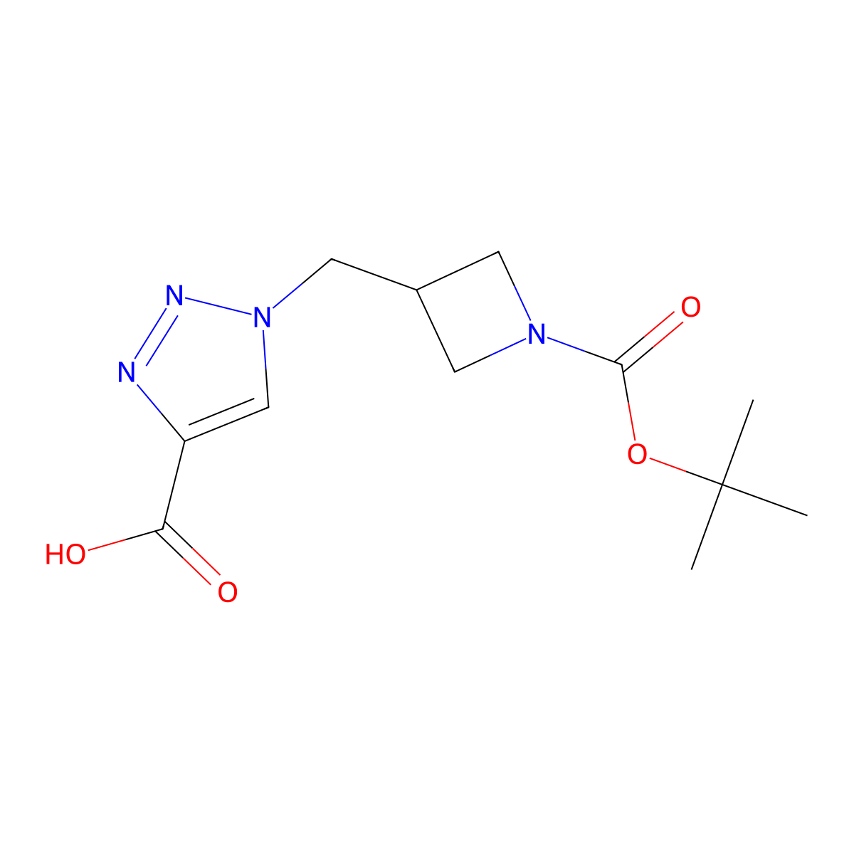 1-((1-(tert-butoxycarbonyl)azetidin-3-yl)methyl)-1H-1,2,3-triazole-4-carboxylic acid molecular structure, CAS 2090967-71-6
