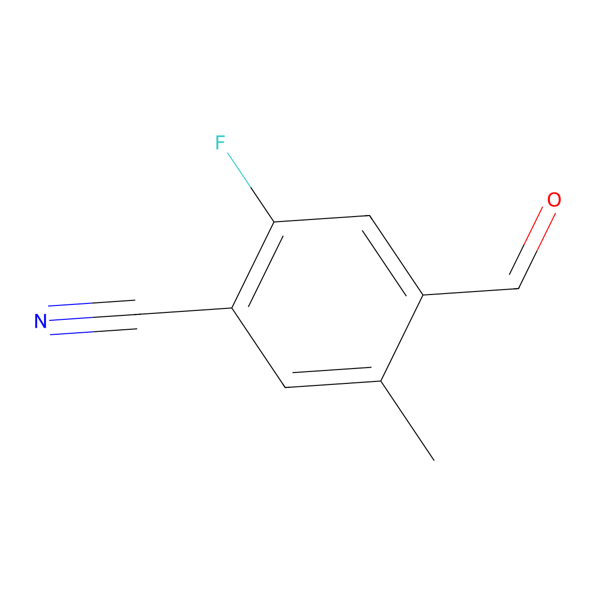 2-Fluoro-4-formyl-5-methylbenzonitrile molecular structure, CAS 2090970-87-7