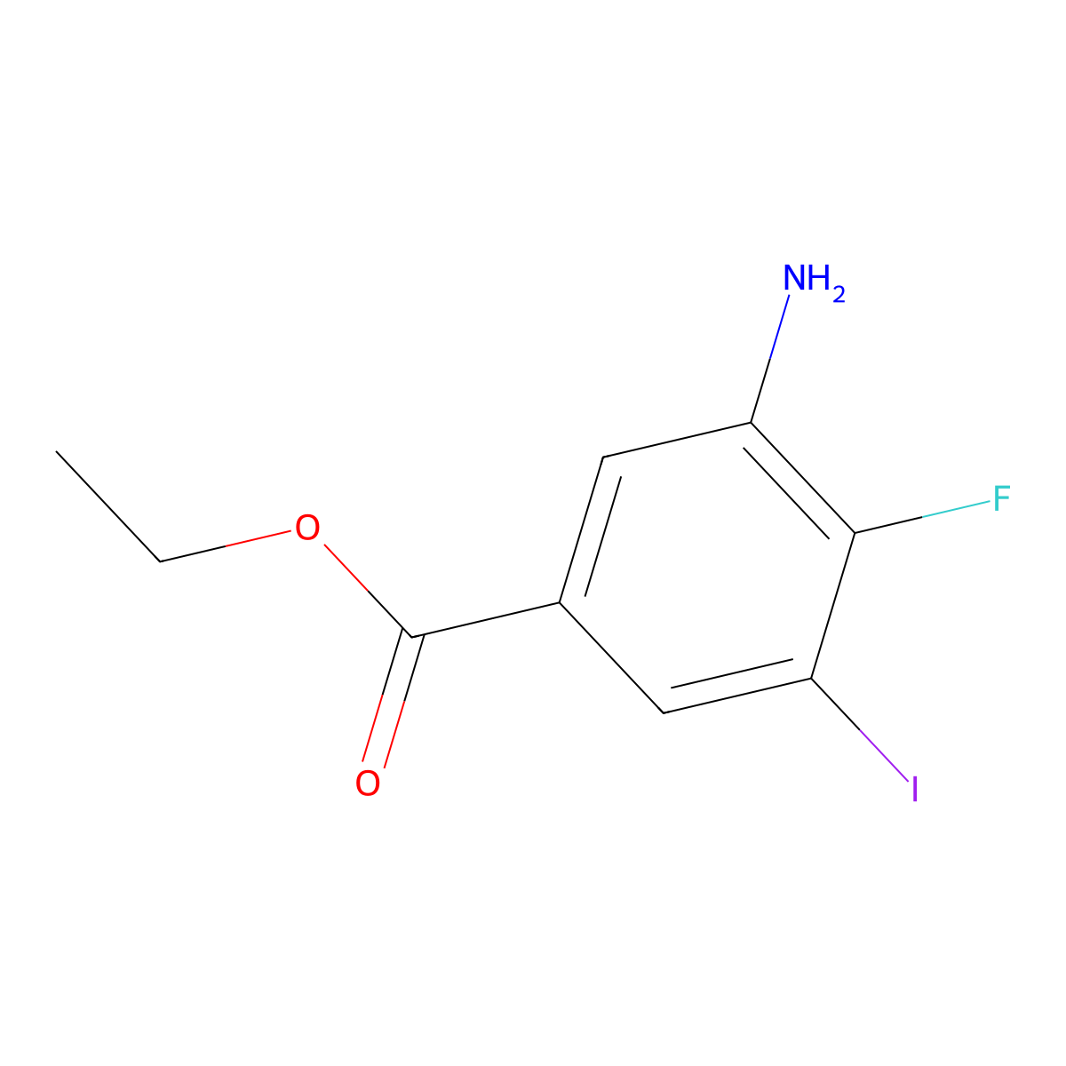 Ethyl 3-amino-4-fluoro-5-iodobenzoate molecular structure, CAS 2090972-47-5