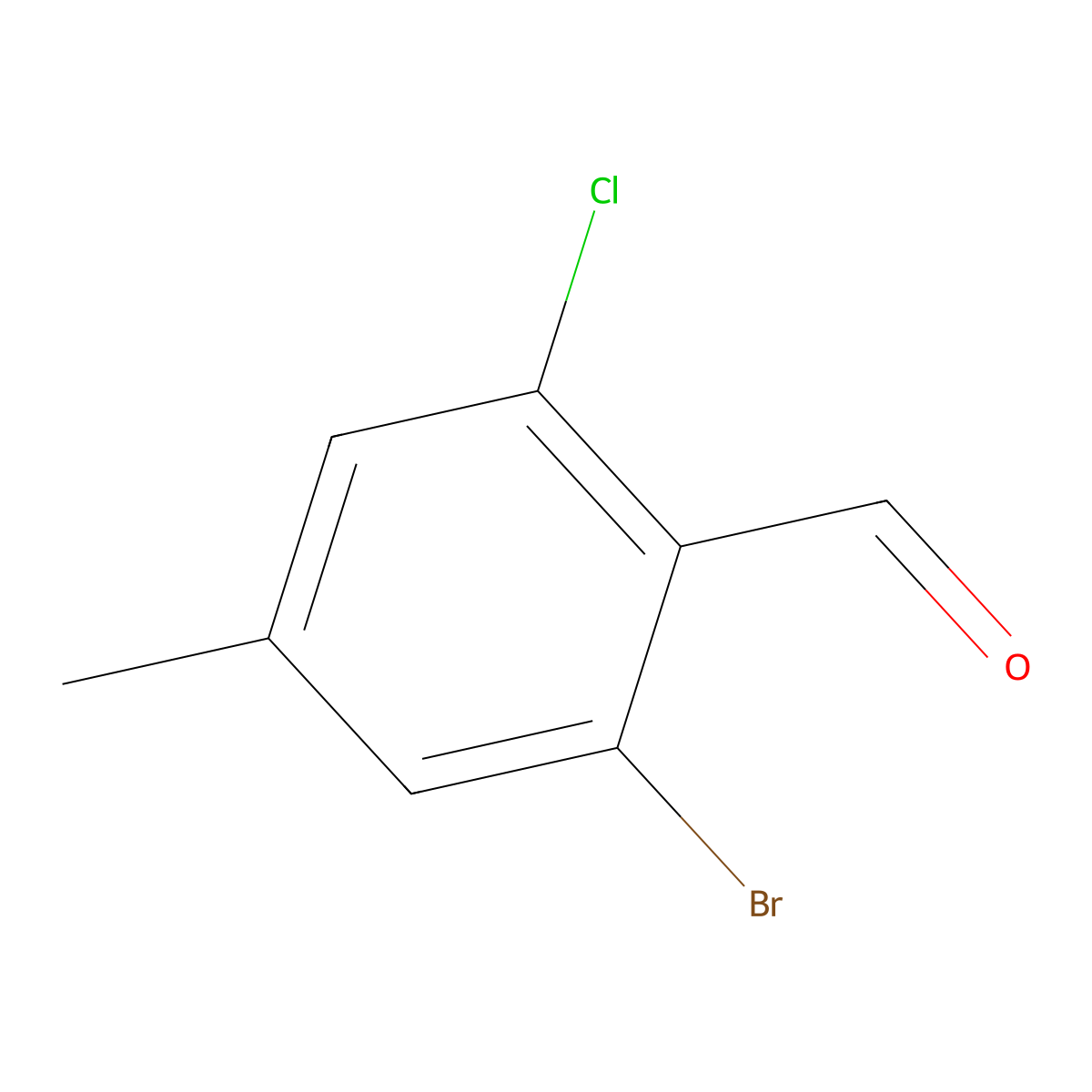 2-Bromo-6-chloro-4-methylbenzaldehyde molecular structure, CAS 2090975-18-9