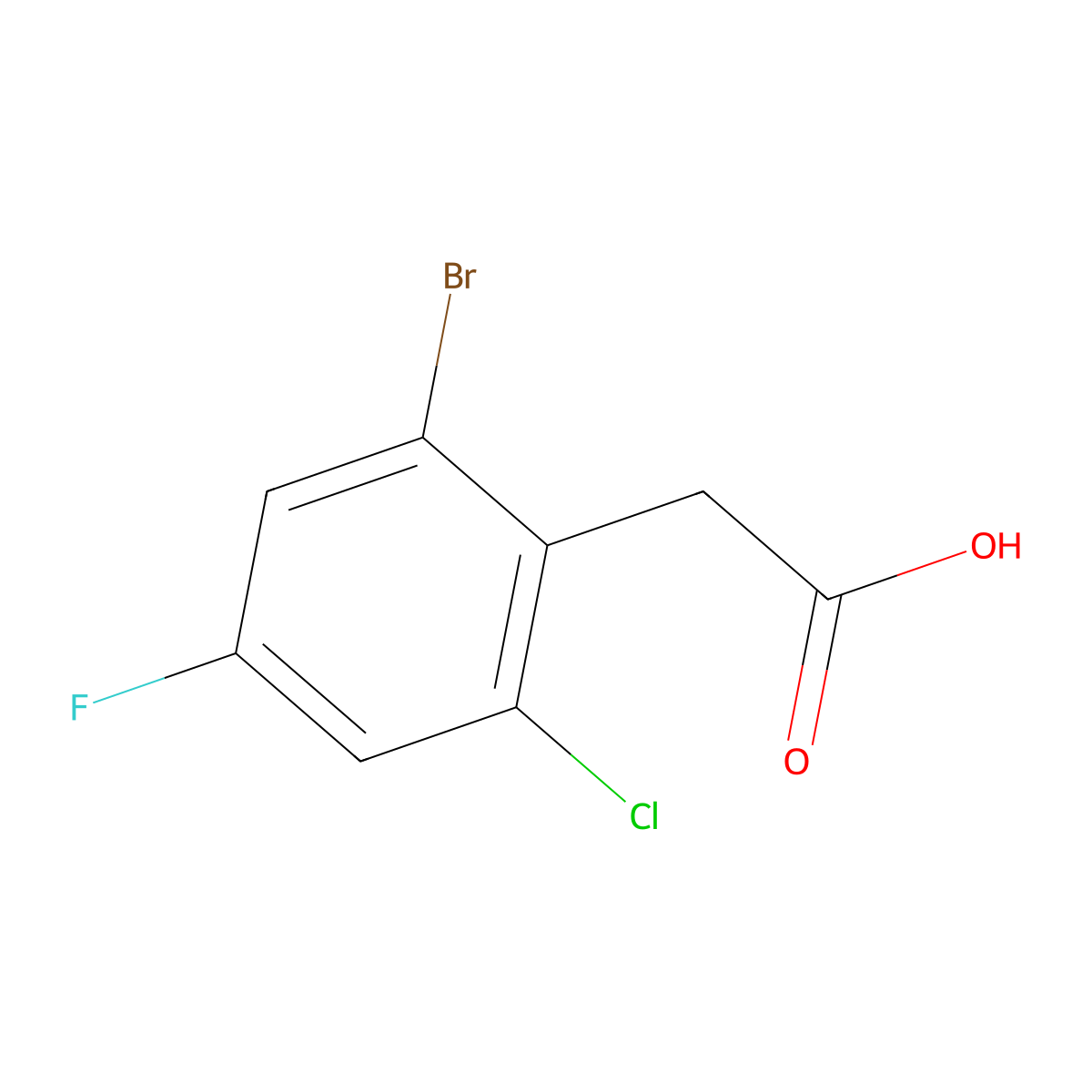 2-(2-Bromo-6-chloro-4-fluorophenyl)acetic acid molecular structure, CAS 2090977-81-2