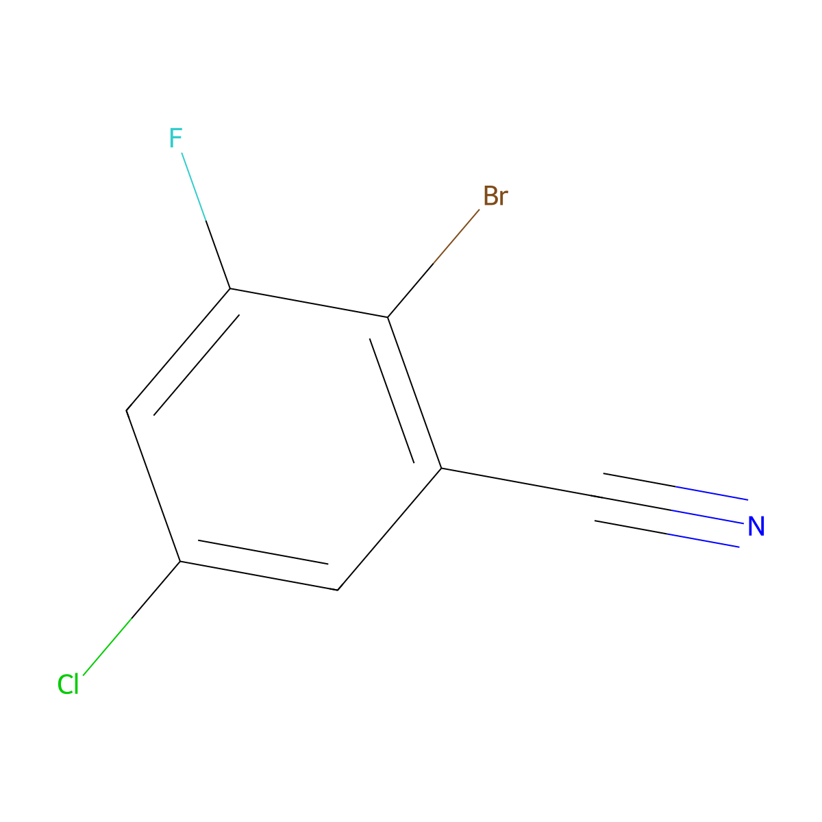 2-Bromo-5-chloro-3-fluorobenzonitrile molecular structure, CAS 2090978-40-6