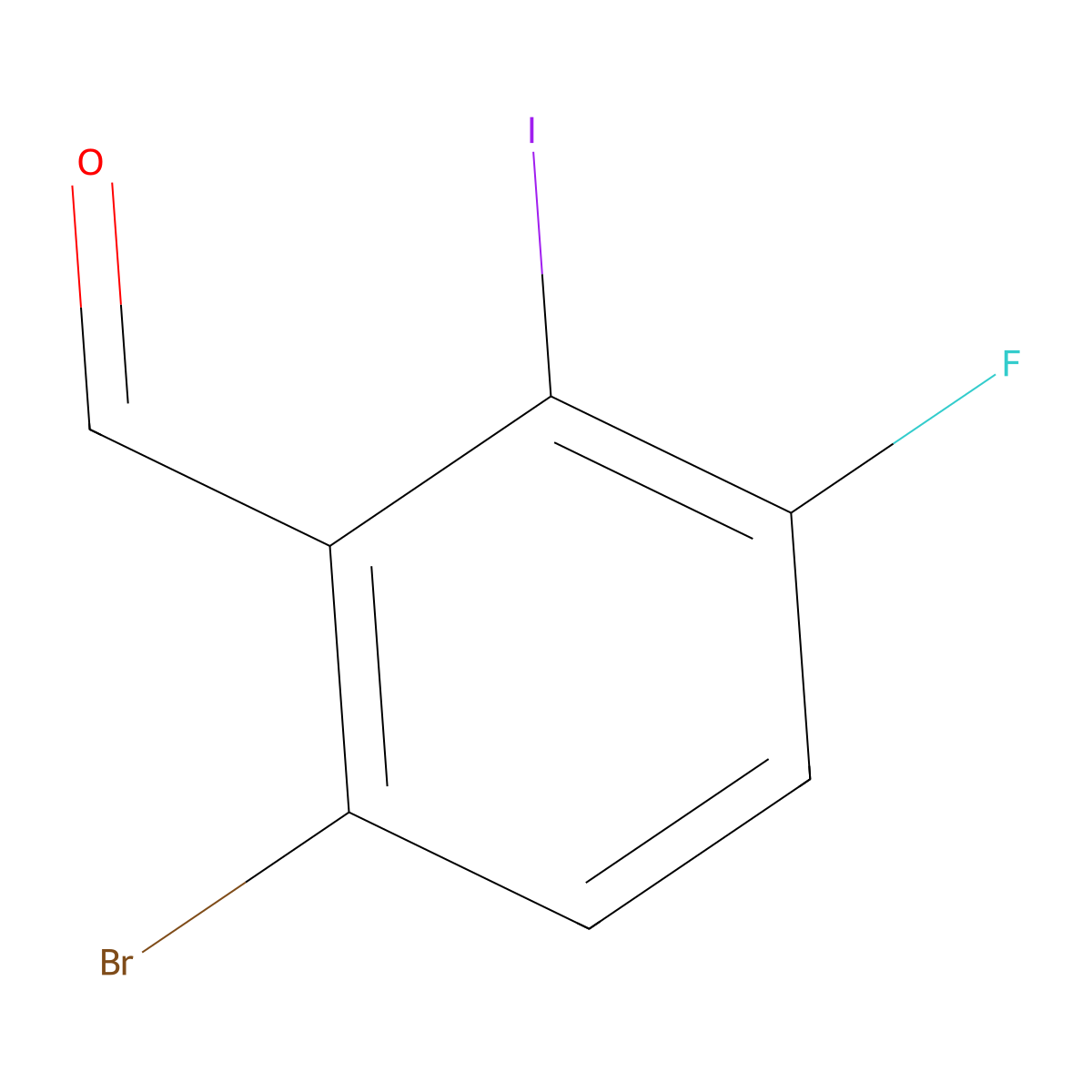 6-Bromo-3-fluoro-2-iodobenzaldehyde molecular structure, CAS 2090979-96-5