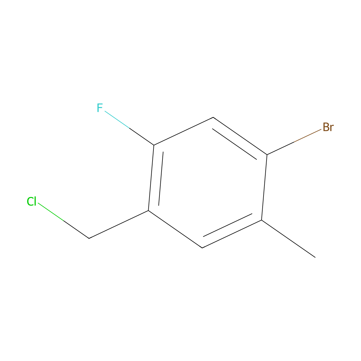 1-Bromo-4-(chloromethyl)-5-fluoro-2-methylbenzene molecular structure, CAS 2090980-46-2