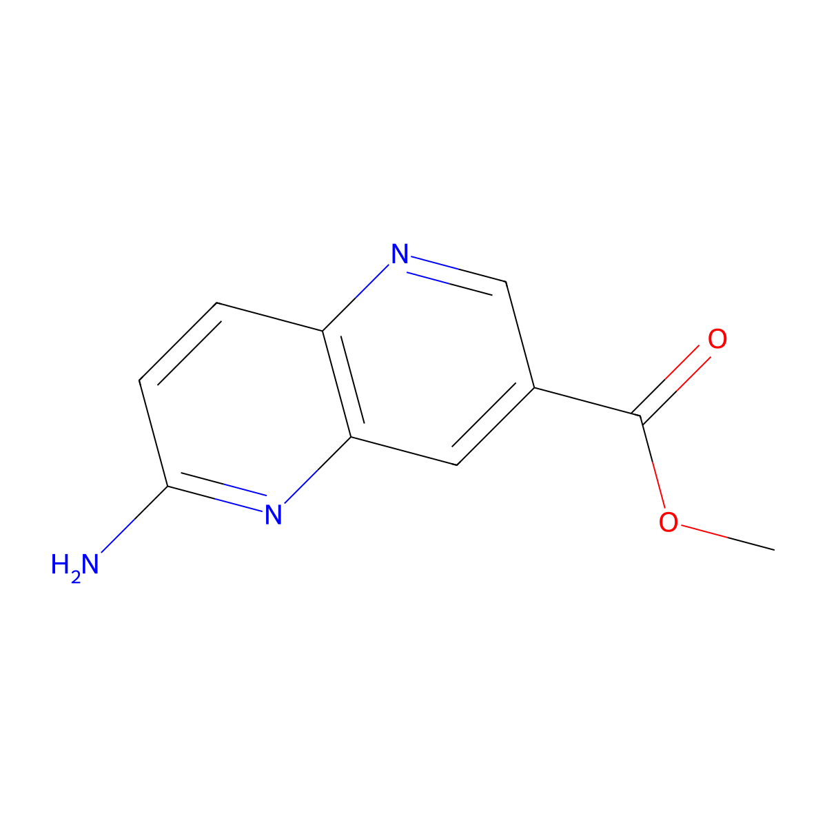 Methyl 6-amino-1,5-naphthyridine-3-carboxylate molecular structure, CAS 2090981-63-6
