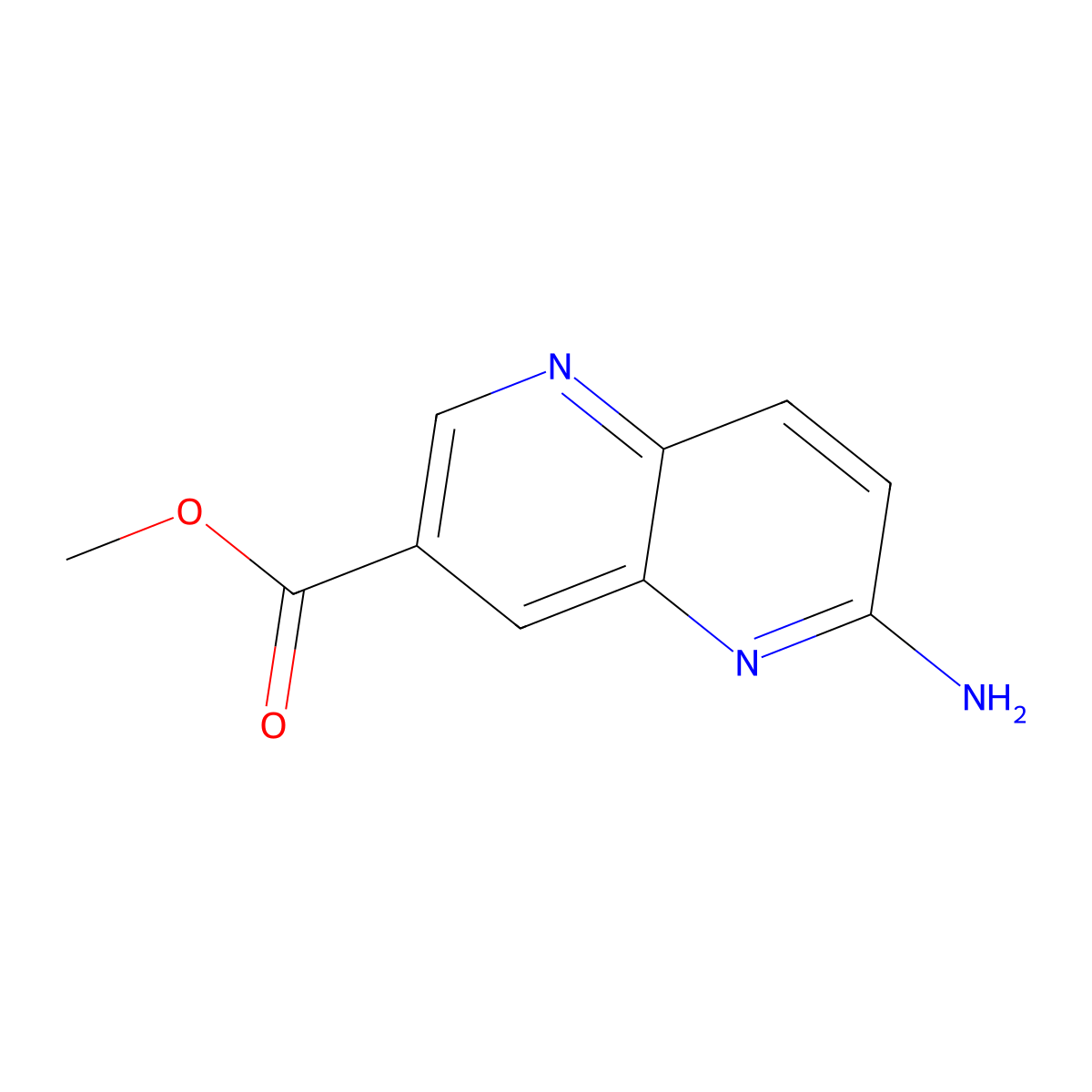 Methyl 6-amino-1,5-naphthyridine-3-carboxylate molecular structure, CAS 2090981-63-6