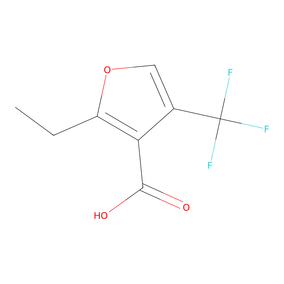 2-Ethyl-4-(trifluoromethyl)furan-3-carboxylic acid molecular structure, CAS 2090983-17-6