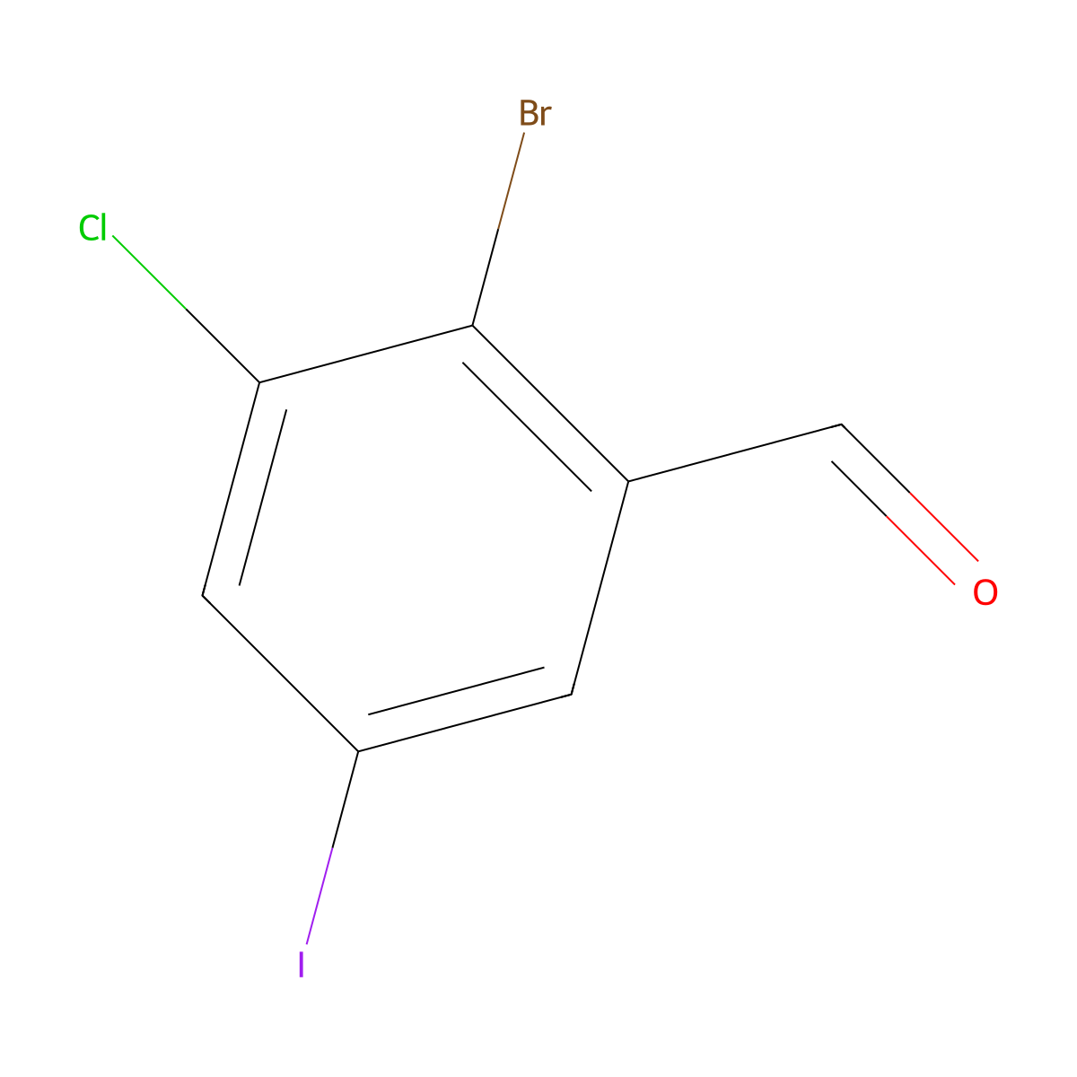 2-Bromo-3-chloro-5-iodobenzaldehyde molecular structure, CAS 2090983-53-0