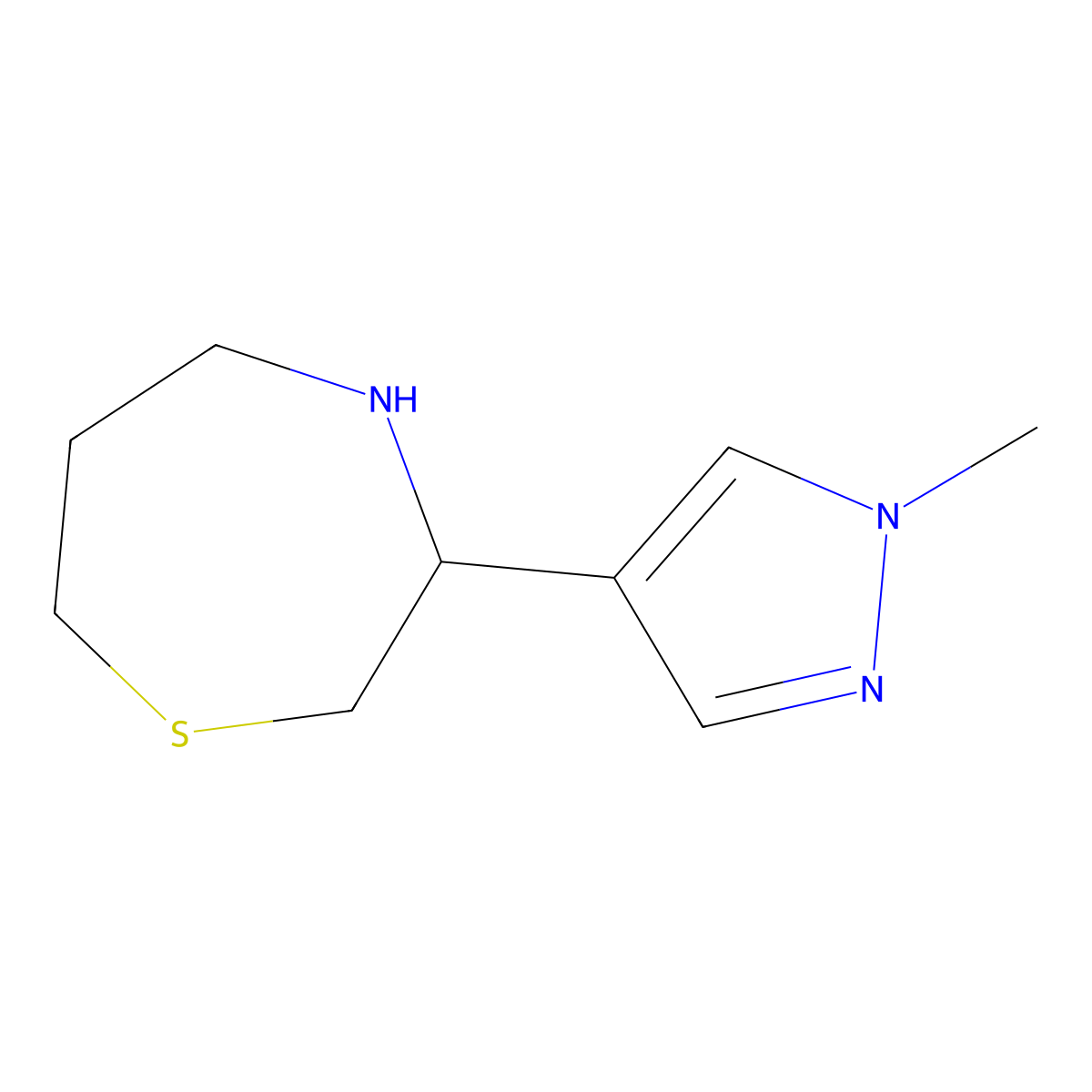 3-(1-methyl-1H-pyrazol-4-yl)-1,4-thiazepane molecular structure, CAS 2090983-87-0