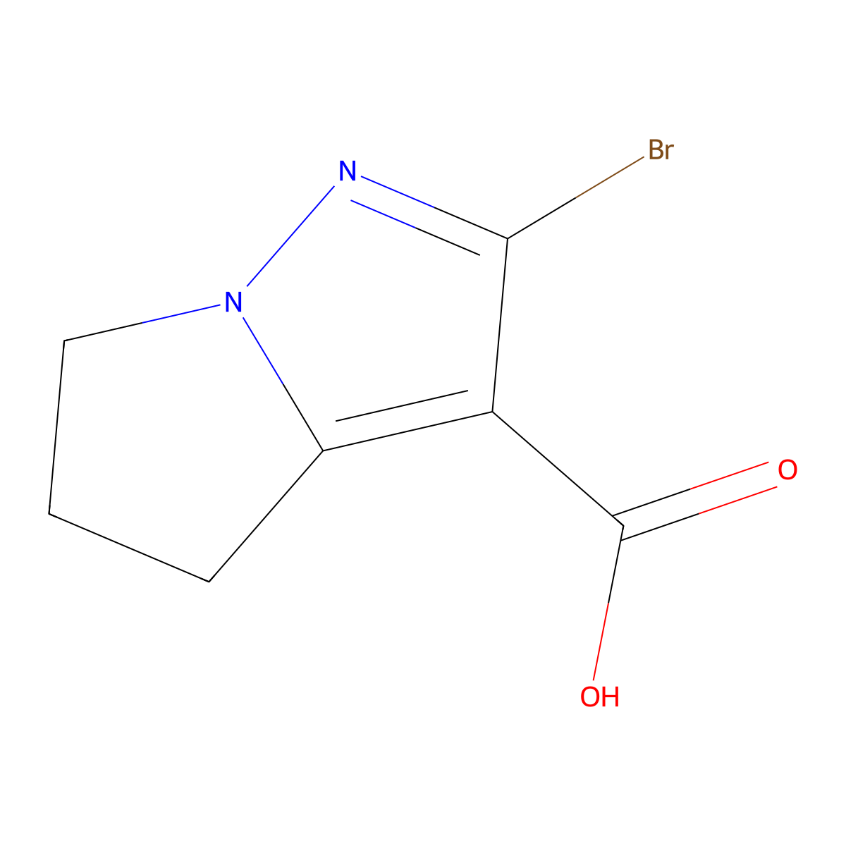 2-bromo-5,6-dihydro-4H-pyrrolo[1,2-b]pyrazole-3-carboxylic acid molecular structure, CAS 2090987-48-5