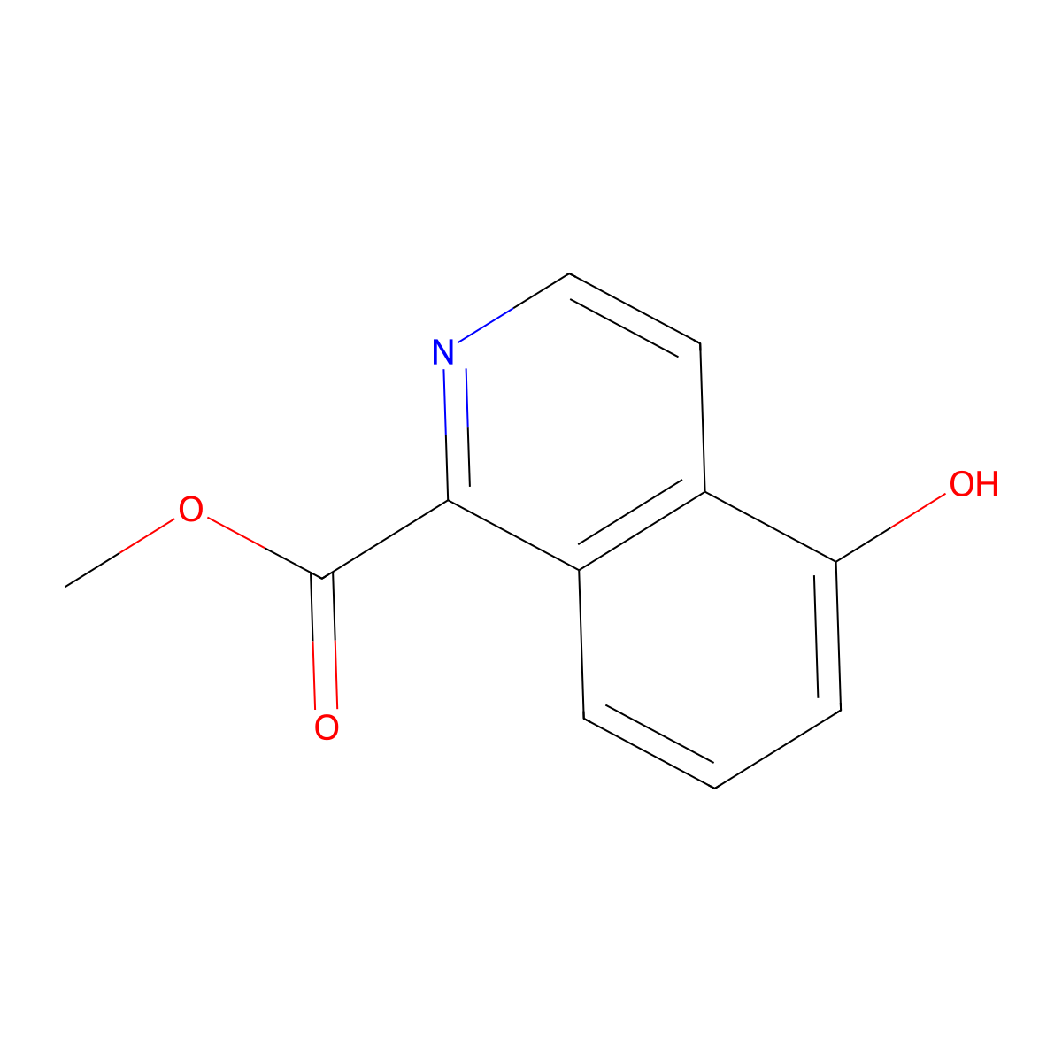 Methyl 5-hydroxyisoquinoline-1-carboxylate molecular structure, CAS 2090987-91-8