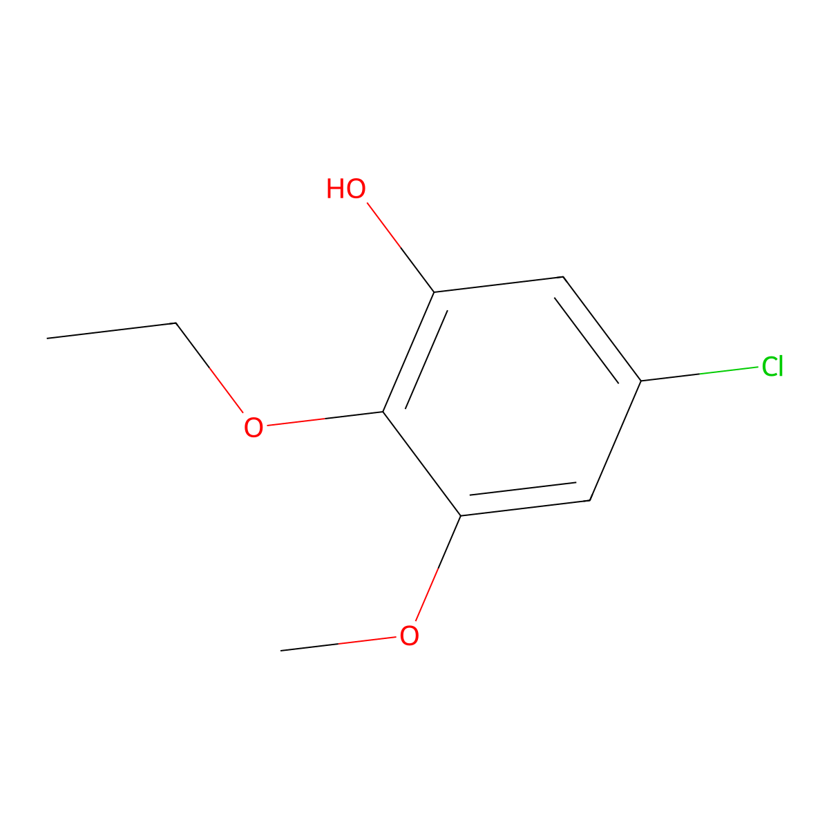 5-Chloro-2-ethoxy-3-methoxyphenol molecular structure, CAS 2090990-90-0