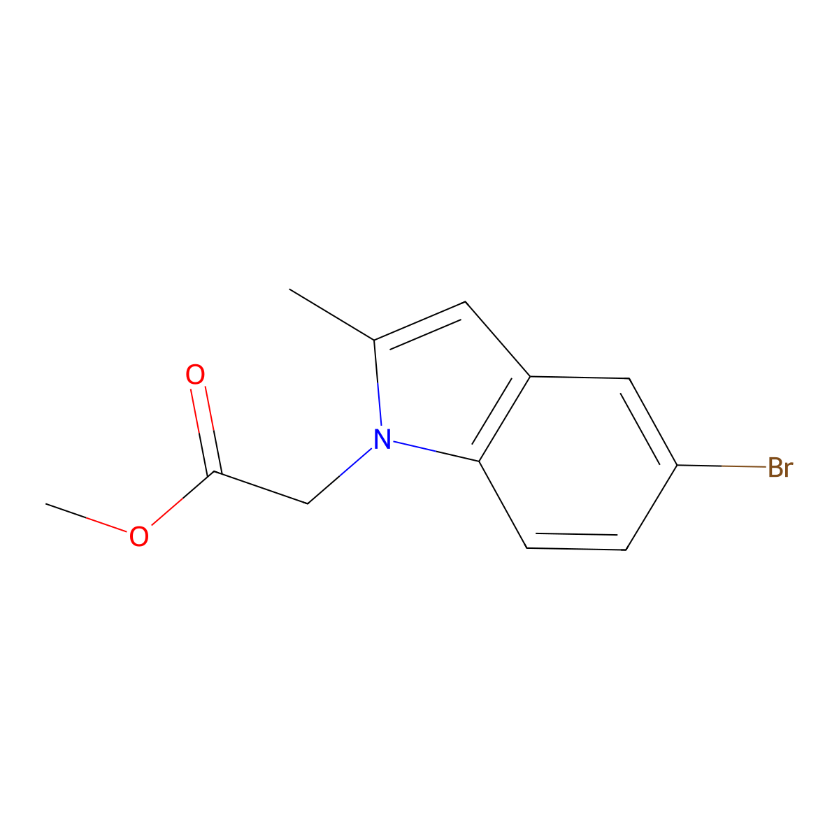 methyl 2-(5-bromo-2-methyl-1H-indol-1-yl)acetate molecular structure, CAS 2090991-47-0