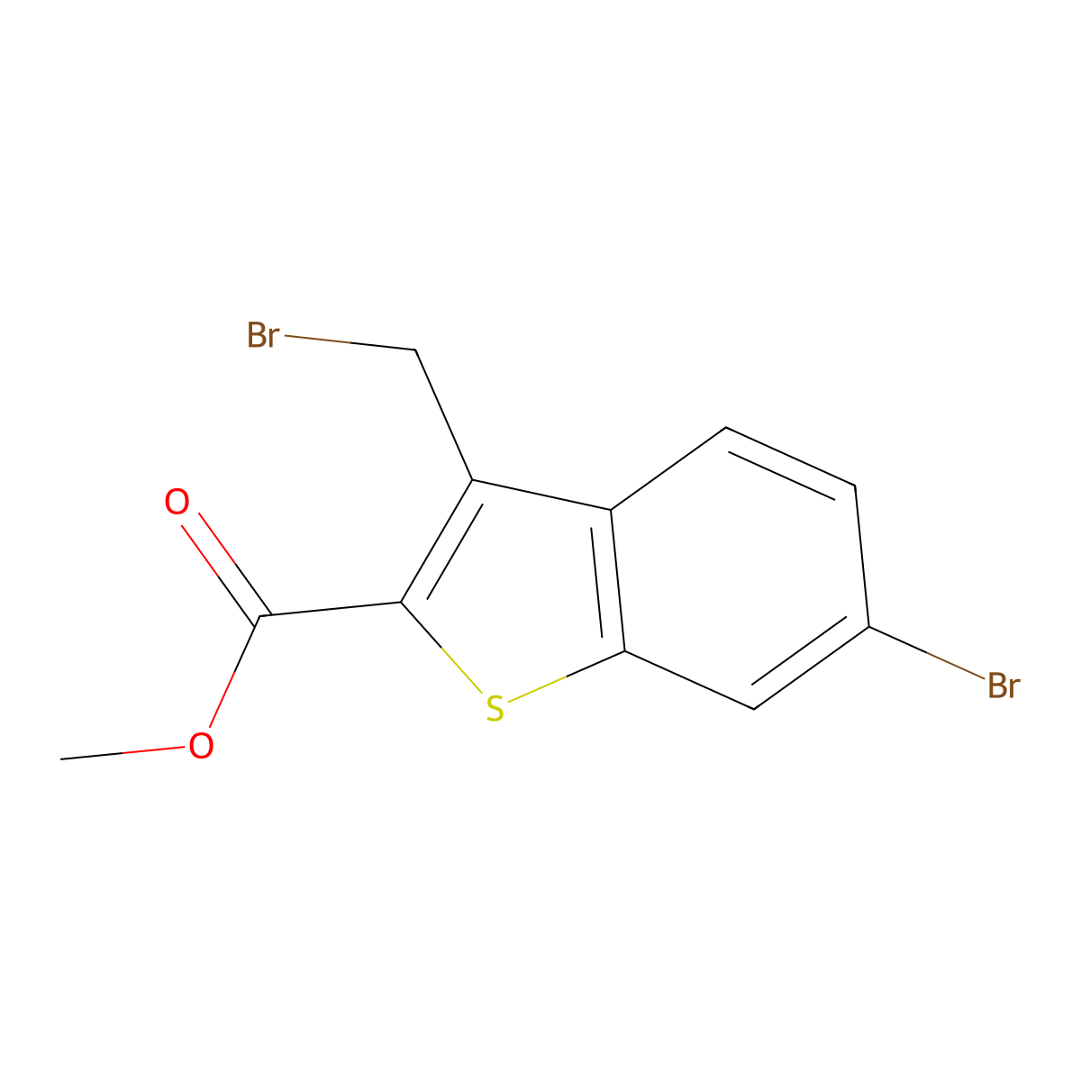 Methyl 6-bromo-3-(bromomethyl)-1-benzothiophene-2-carboxylate molecular structure, CAS 2090998-81-3