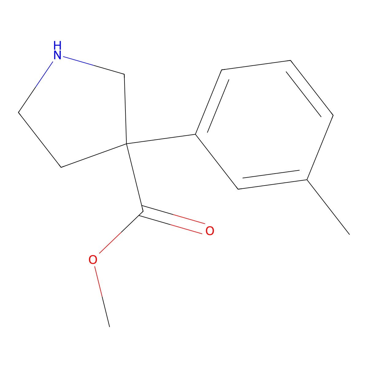 Methyl 3-(3-methylphenyl)pyrrolidine-3-carboxylate molecular structure, CAS 2091000-03-0