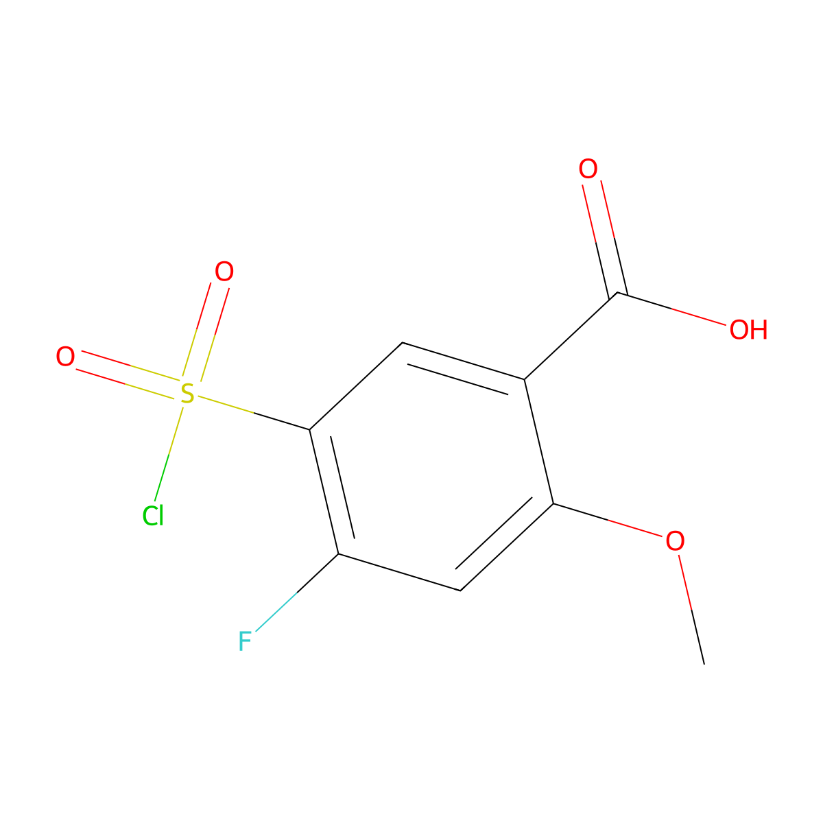 5-(Chlorosulfonyl)-4-fluoro-2-methoxybenzoic acid molecular structure, CAS 2091000-08-5