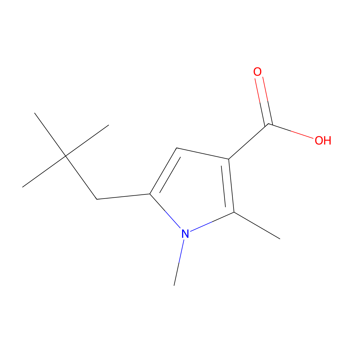 5-(2,2-Dimethylpropyl)-1,2-dimethyl-1H-pyrrole-3-carboxylic acid molecular structure, CAS 2091003-47-1