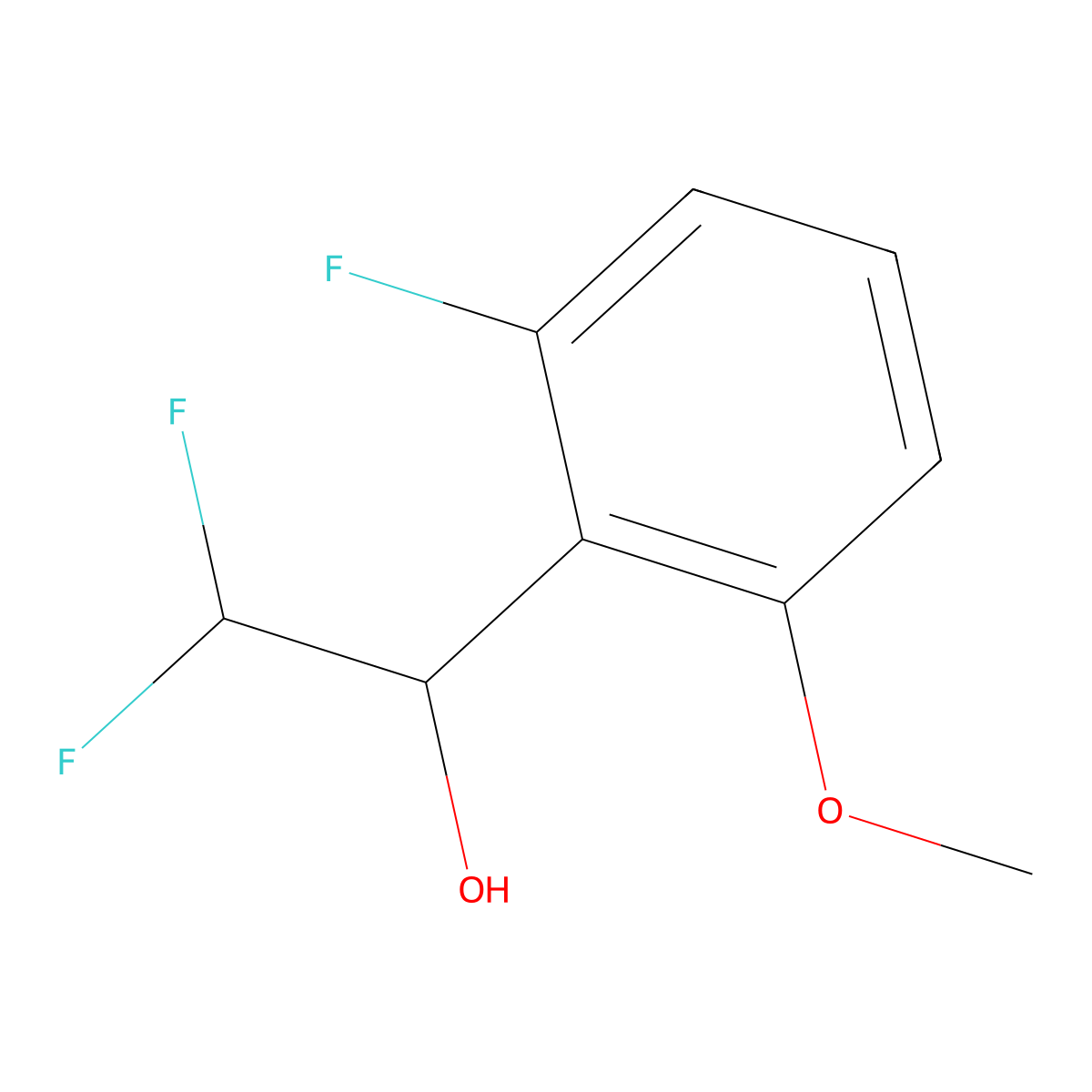 2,2-Difluoro-1-(2-fluoro-6-methoxyphenyl)ethan-1-ol molecular structure, CAS 2091004-72-5