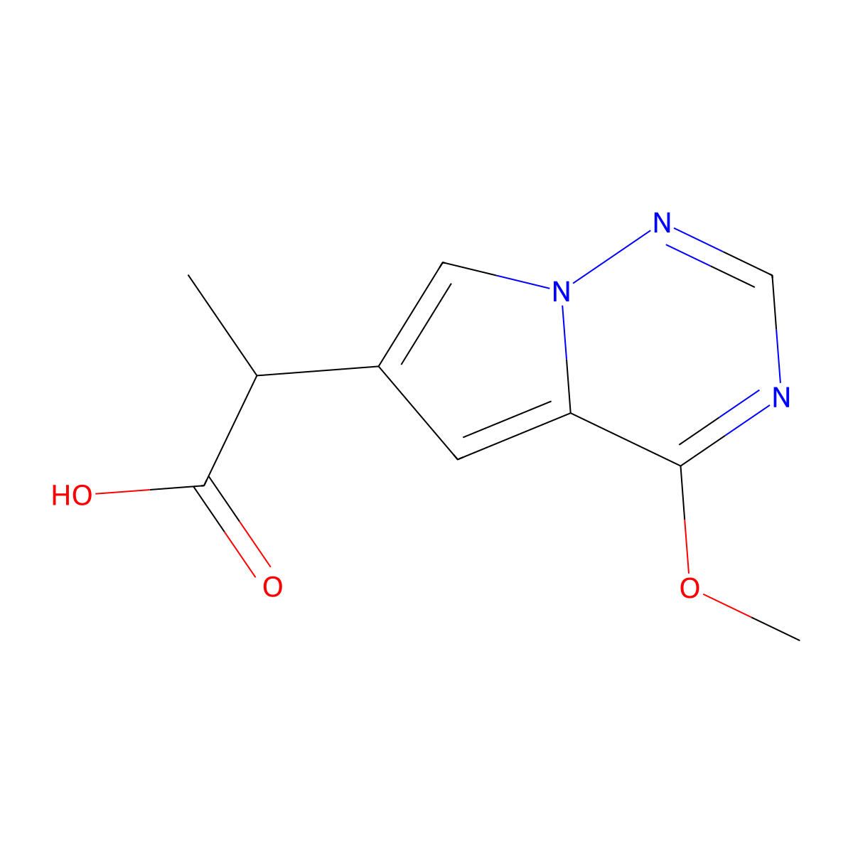 2-{4-Methoxypyrrolo[2,1-f][1,2,4]triazin-6-yl}propanoic acid molecular structure, CAS 2091007-63-3