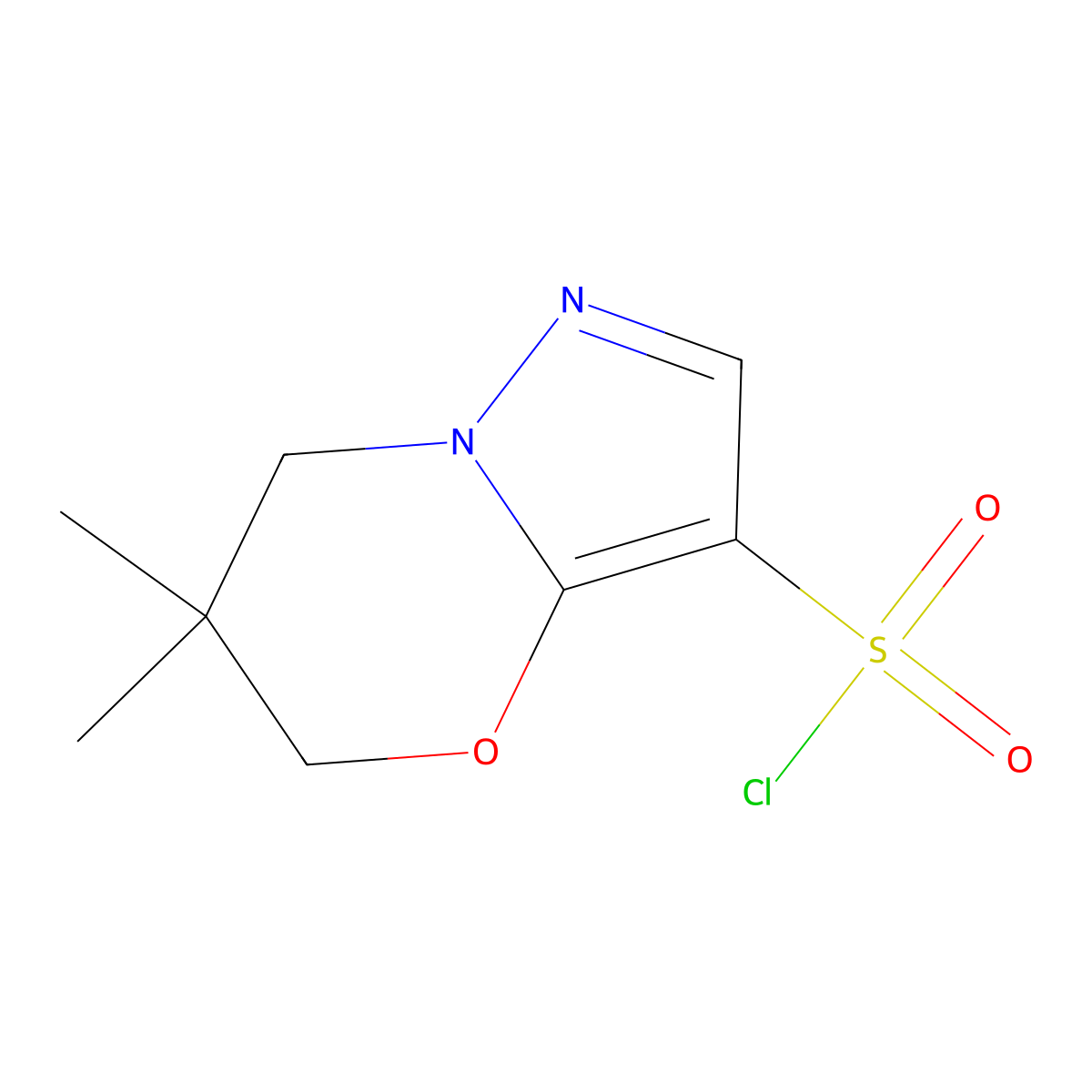6,6-dimethyl-5H,6H,7H-pyrazolo(3,2-b)(1,3)oxazine-3-sulfonyl chloride molecular structure, CAS 2091008-99-8
