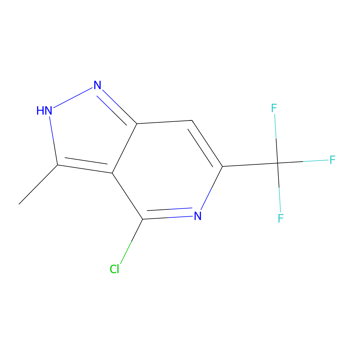 4-chloro-3-methyl-6-(trifluoromethyl)-1H-pyrazolo[4,3-c]pyridine molecular structure, CAS 2091010-97-6