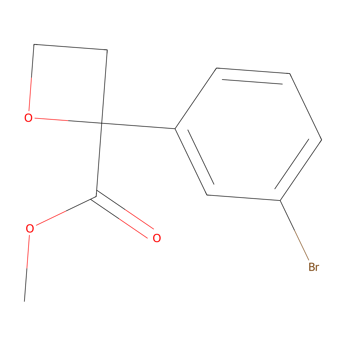 Methyl 2-(3-bromophenyl)oxetane-2-carboxylate molecular structure, CAS 2091015-04-0