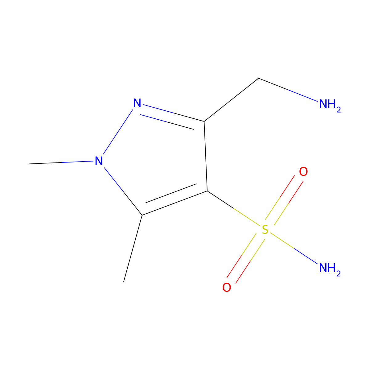 3-(aminomethyl)-1,5-dimethyl-1H-pyrazole-4-sulfonamide molecular structure, CAS 2091018-19-6