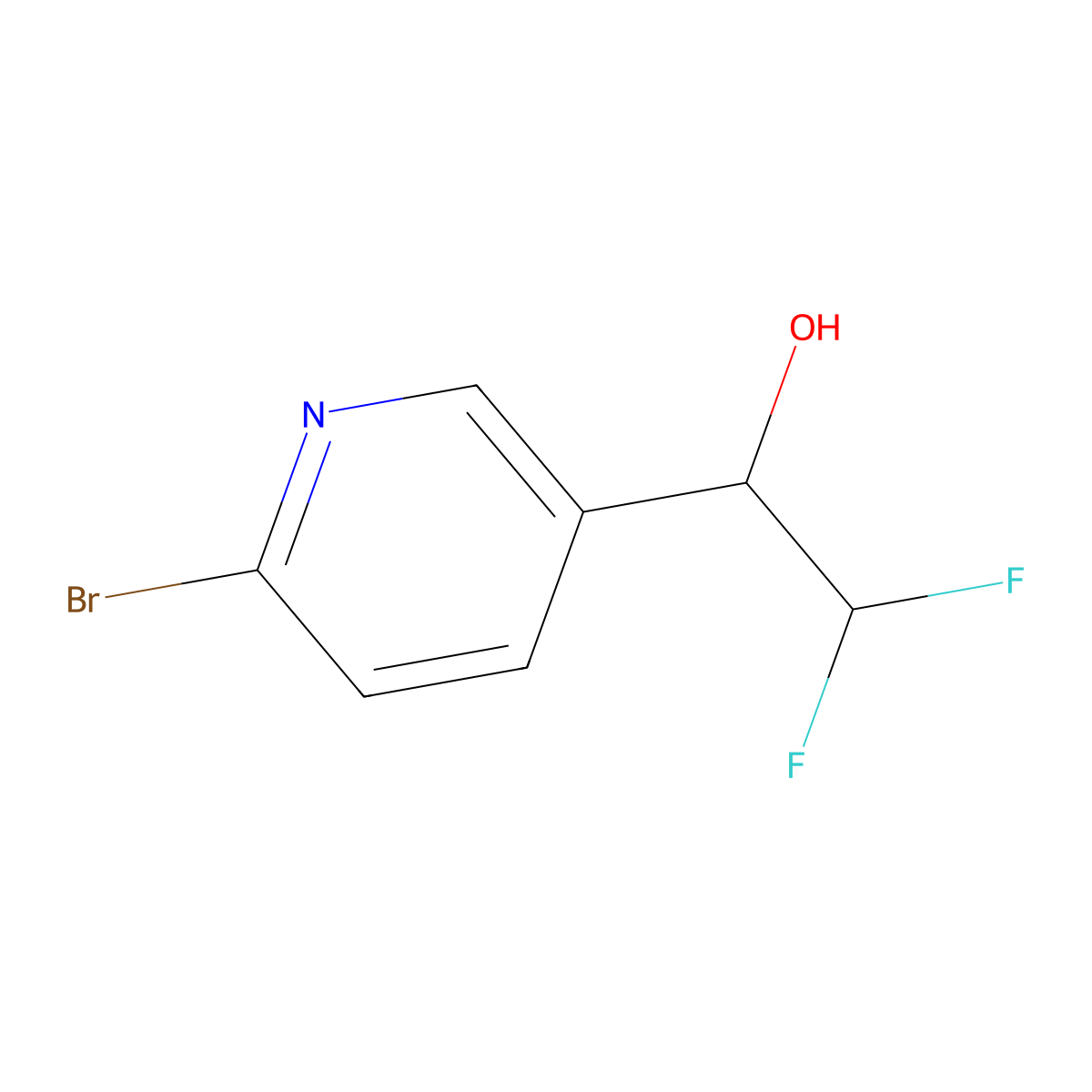 1-(6-Bromopyridin-3-yl)-2,2-difluoroethan-1-ol molecular structure, CAS 2091022-81-8