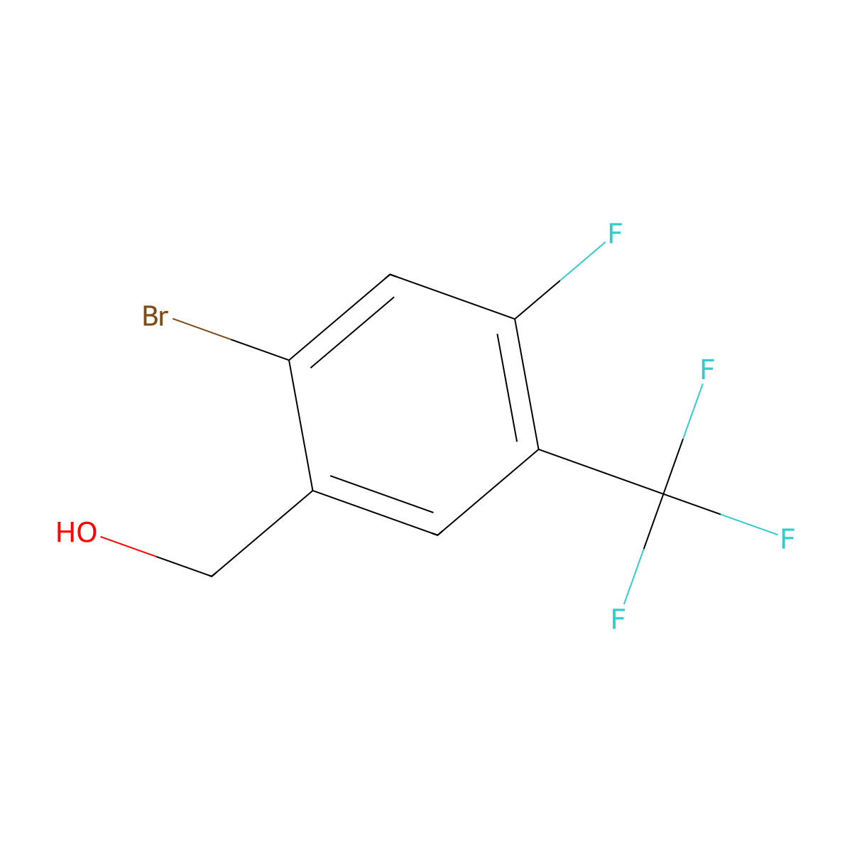 (2-Bromo-4-fluoro-5-(trifluoromethyl)phenyl)methanol molecular structure, CAS 2091023-35-5