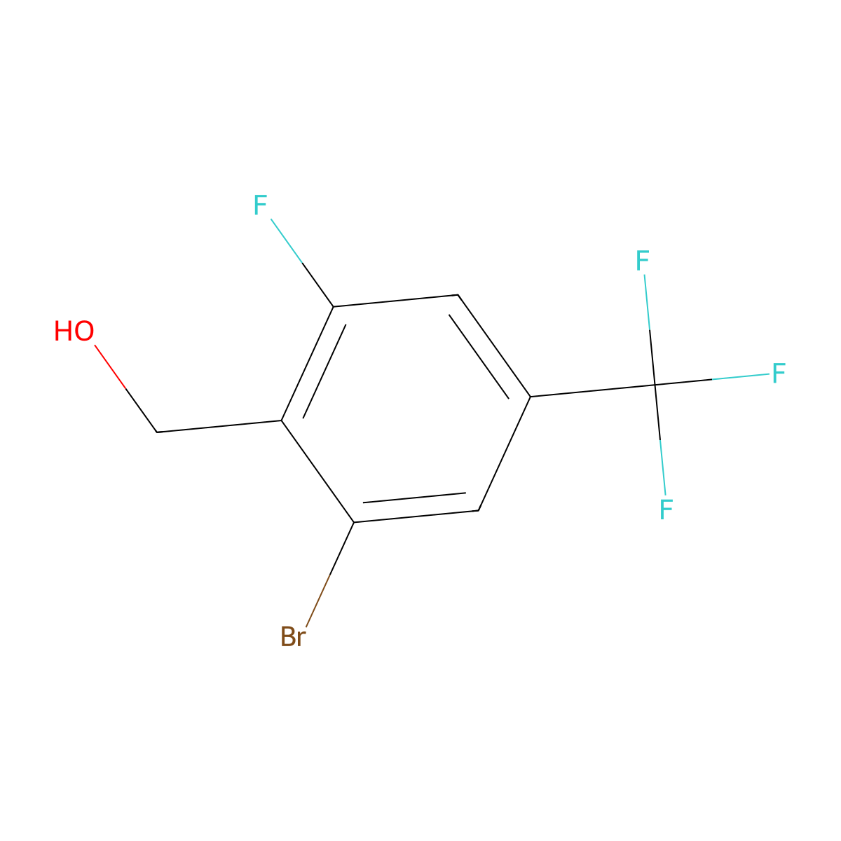 [2-Bromo-6-fluoro-4-(trifluoromethyl)phenyl]methanol molecular structure, CAS 2091023-46-8