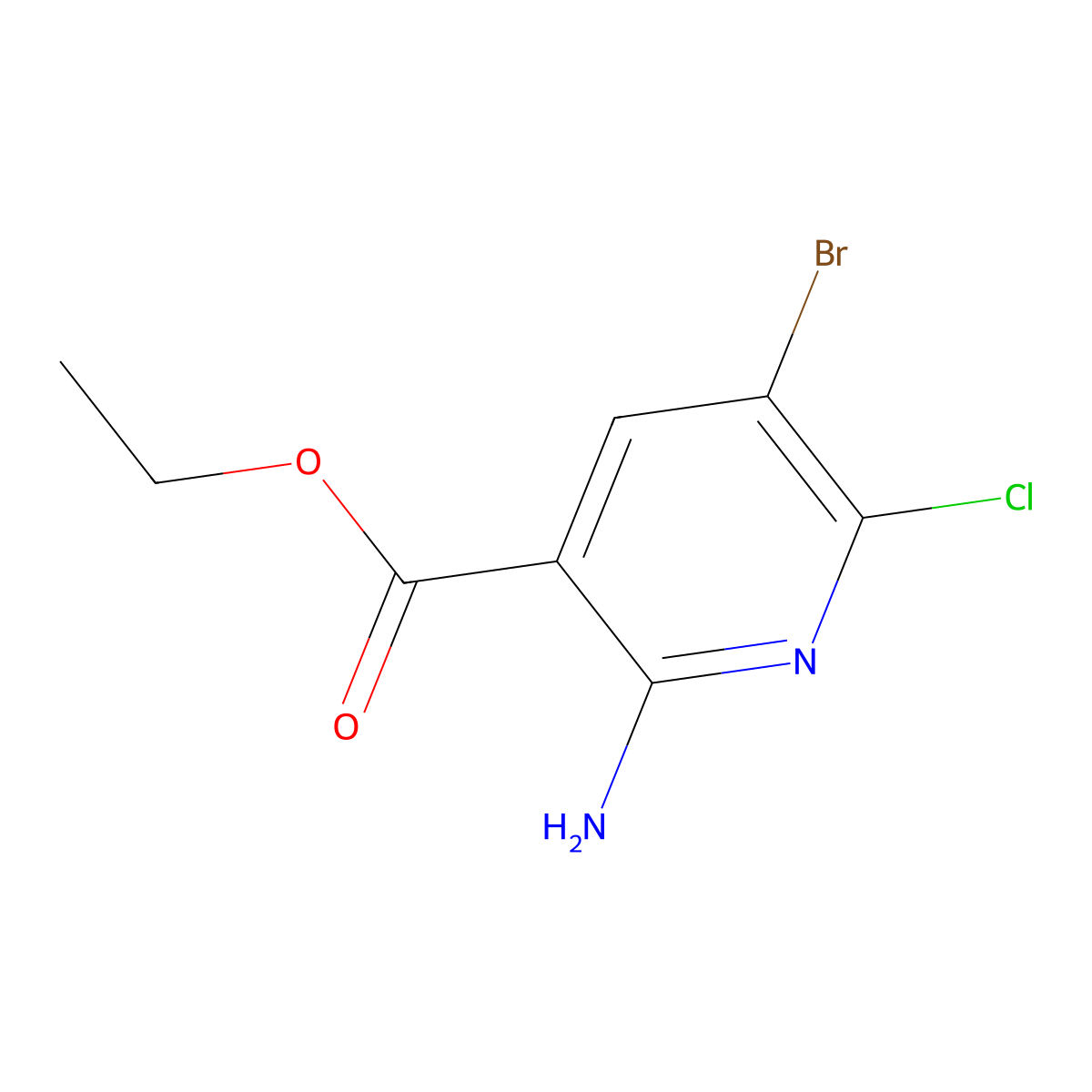 Ethyl 2-amino-5-bromo-6-chloropyridine-3-carboxylate molecular structure, CAS 2091026-28-5