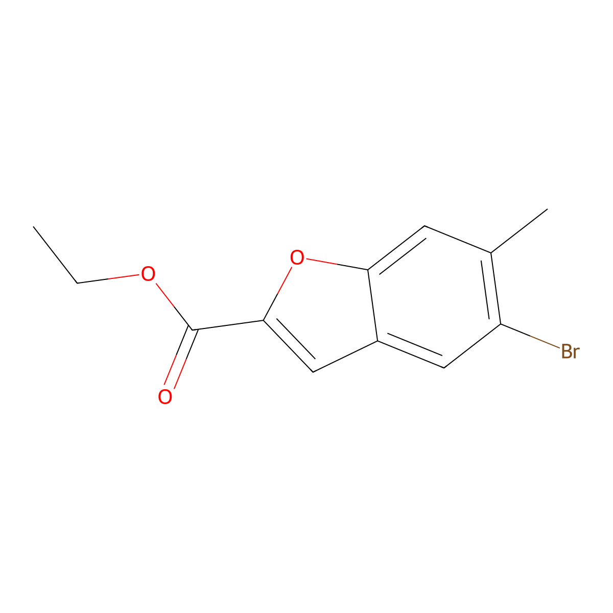 Ethyl 5-bromo-6-methyl-benzofuran-2-carboxylate molecular structure, CAS 2091028-13-4
