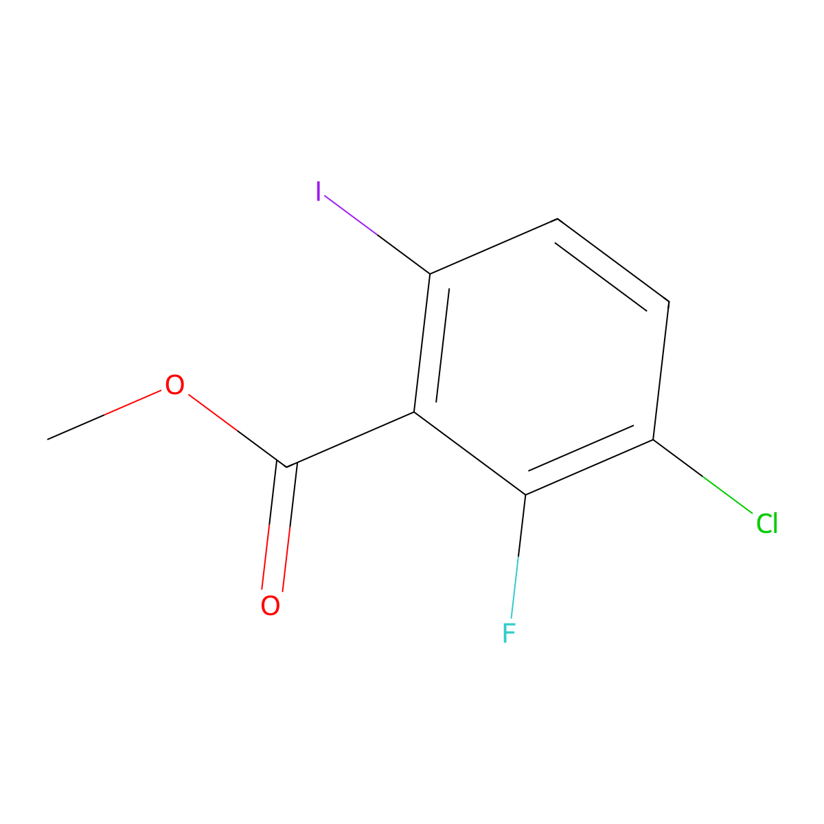 Methyl 3-chloro-2-fluoro-6-iodobenzoate molecular structure, CAS 2091029-40-0