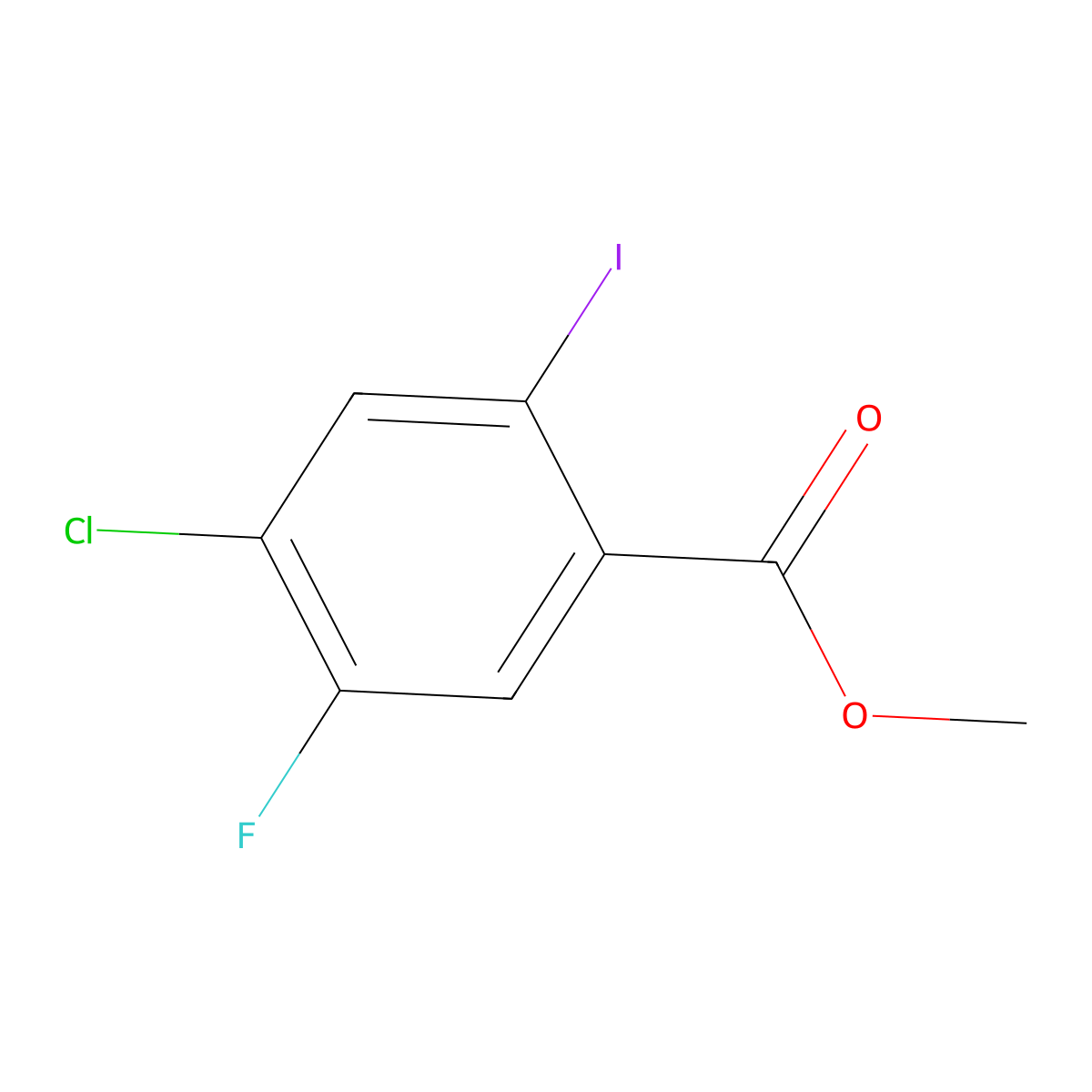Methyl 4-chloro-5-fluoro-2-iodobenzoate molecular structure, CAS 2091029-55-7