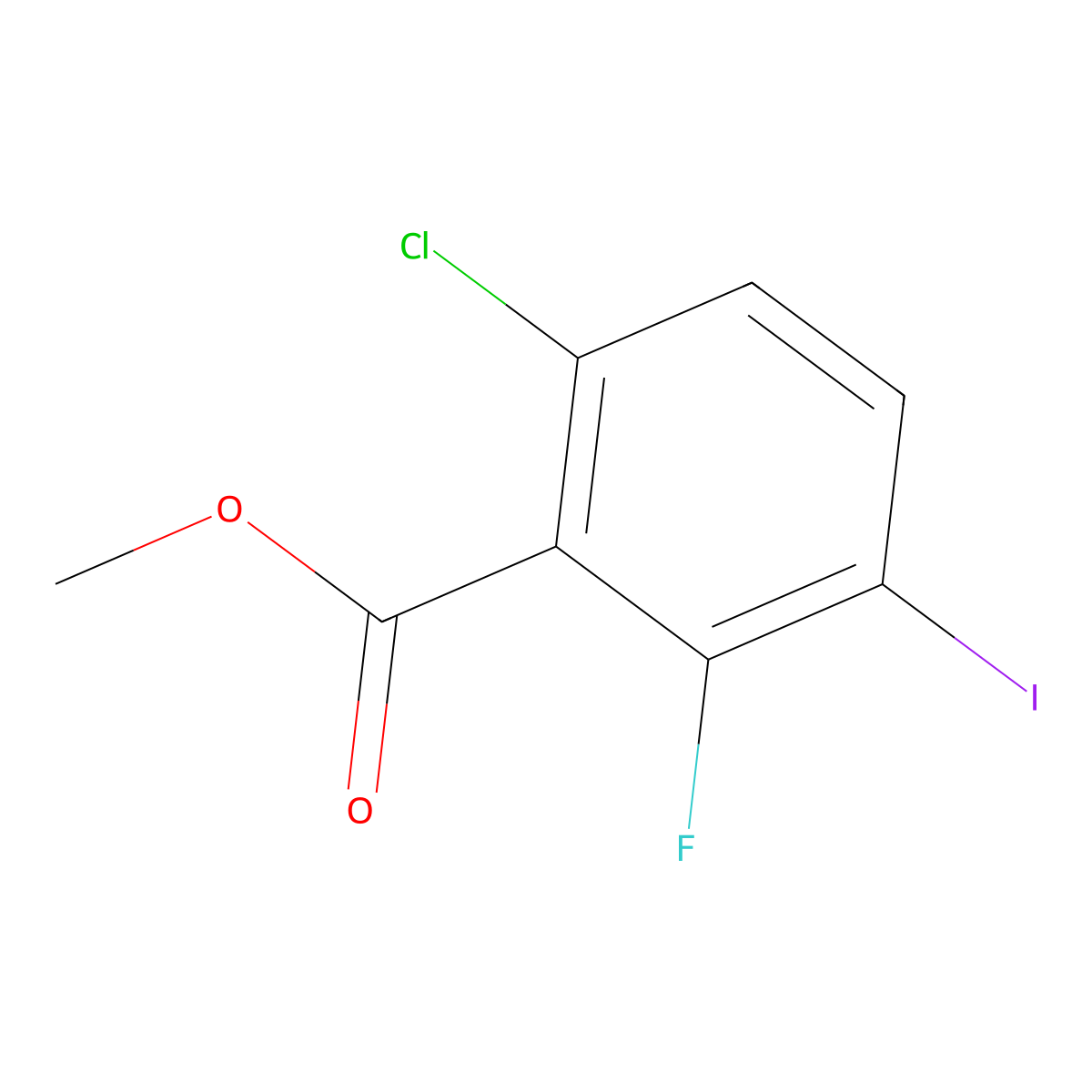 Methyl 6-chloro-2-fluoro-3-iodobenzoate molecular structure, CAS 2091029-59-1