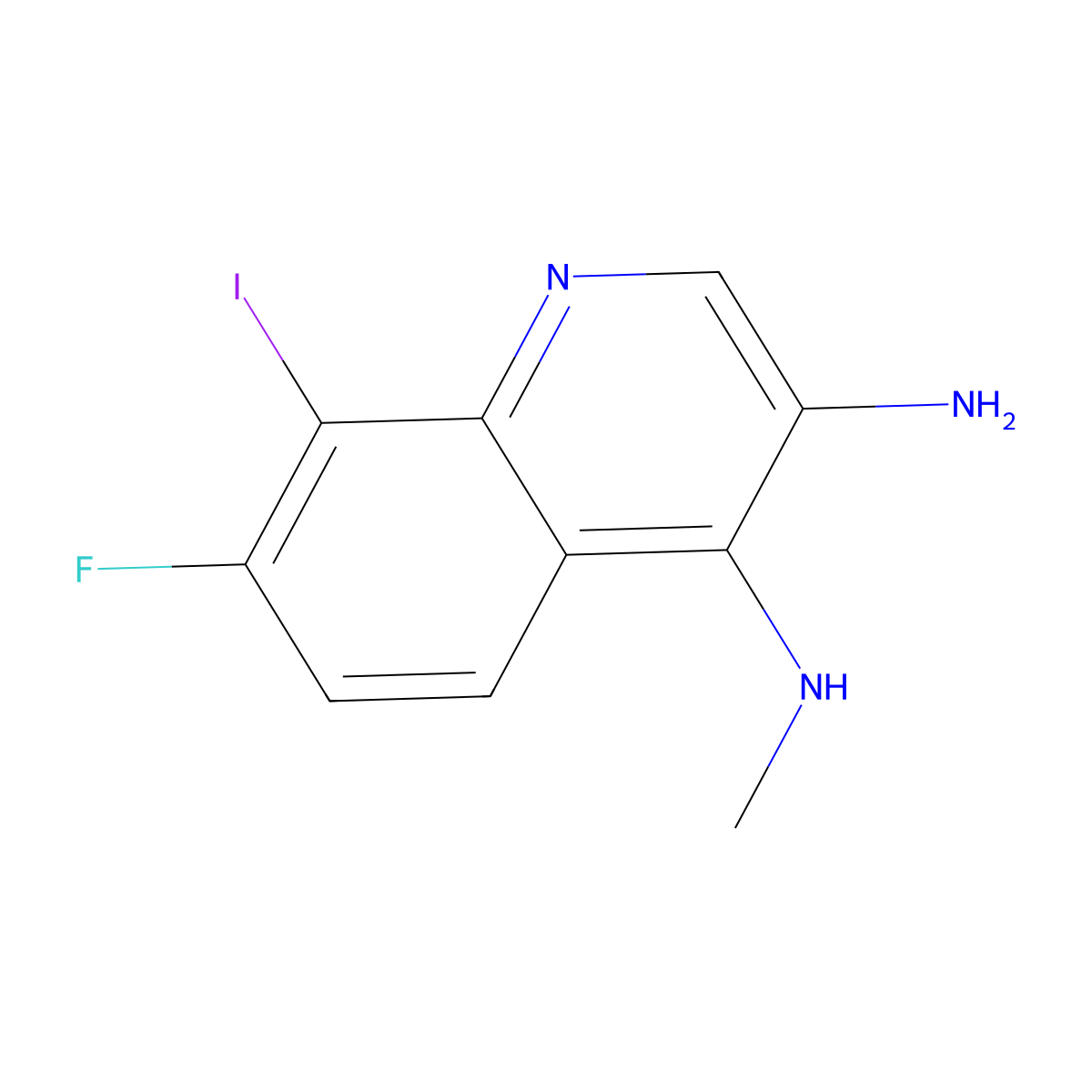 7-Fluoro-8-iodo-N4-methylquinoline-3,4-diamine molecular structure, CAS 2091031-10-4