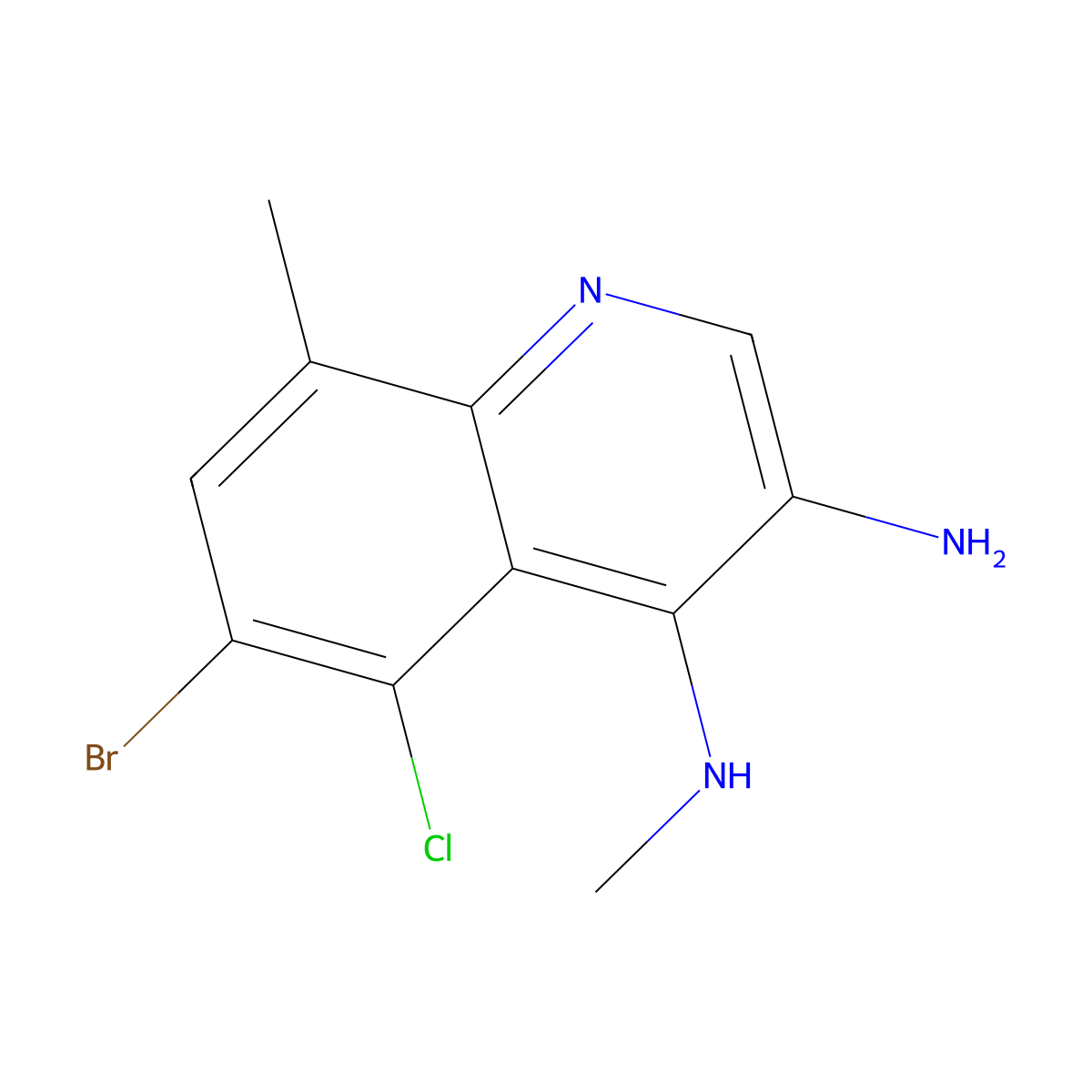 6-Bromo-5-chloro-N4,8-dimethylquinoline-3,4-diamine molecular structure, CAS 2091031-53-5